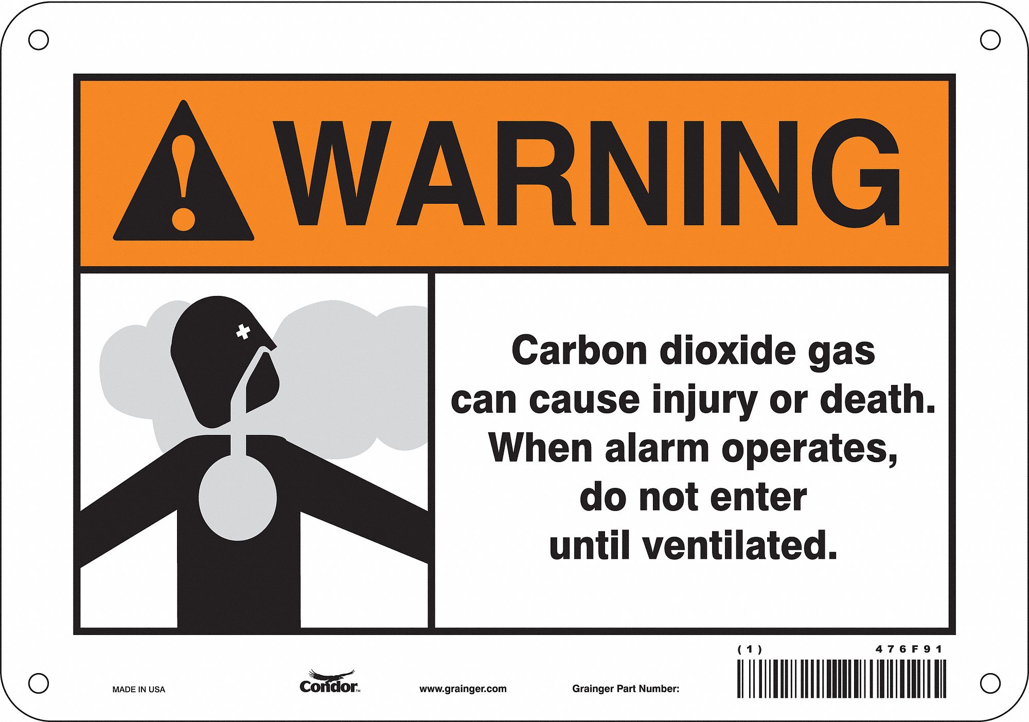 Safety Sign: Aluminum, Mounting Holes Sign Mounting, 7 in x 10 in Nominal Sign Size, 0.032 in Thick