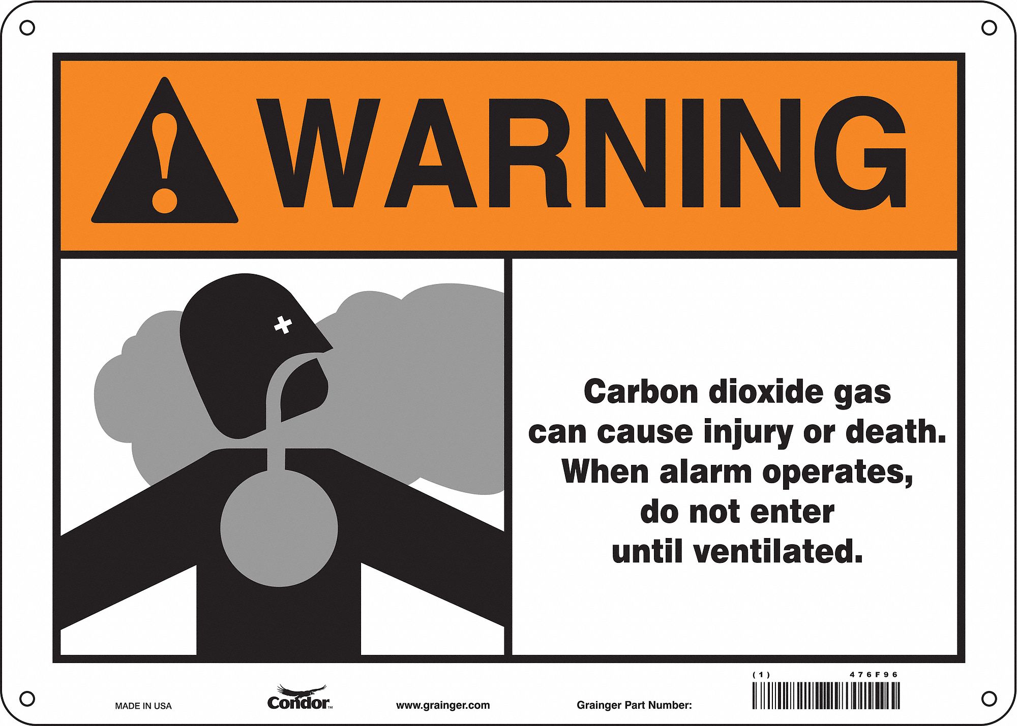 Safety Sign: Polyethylene, Mounting Holes Sign Mounting, 10 in x 14 in Nominal Sign Size