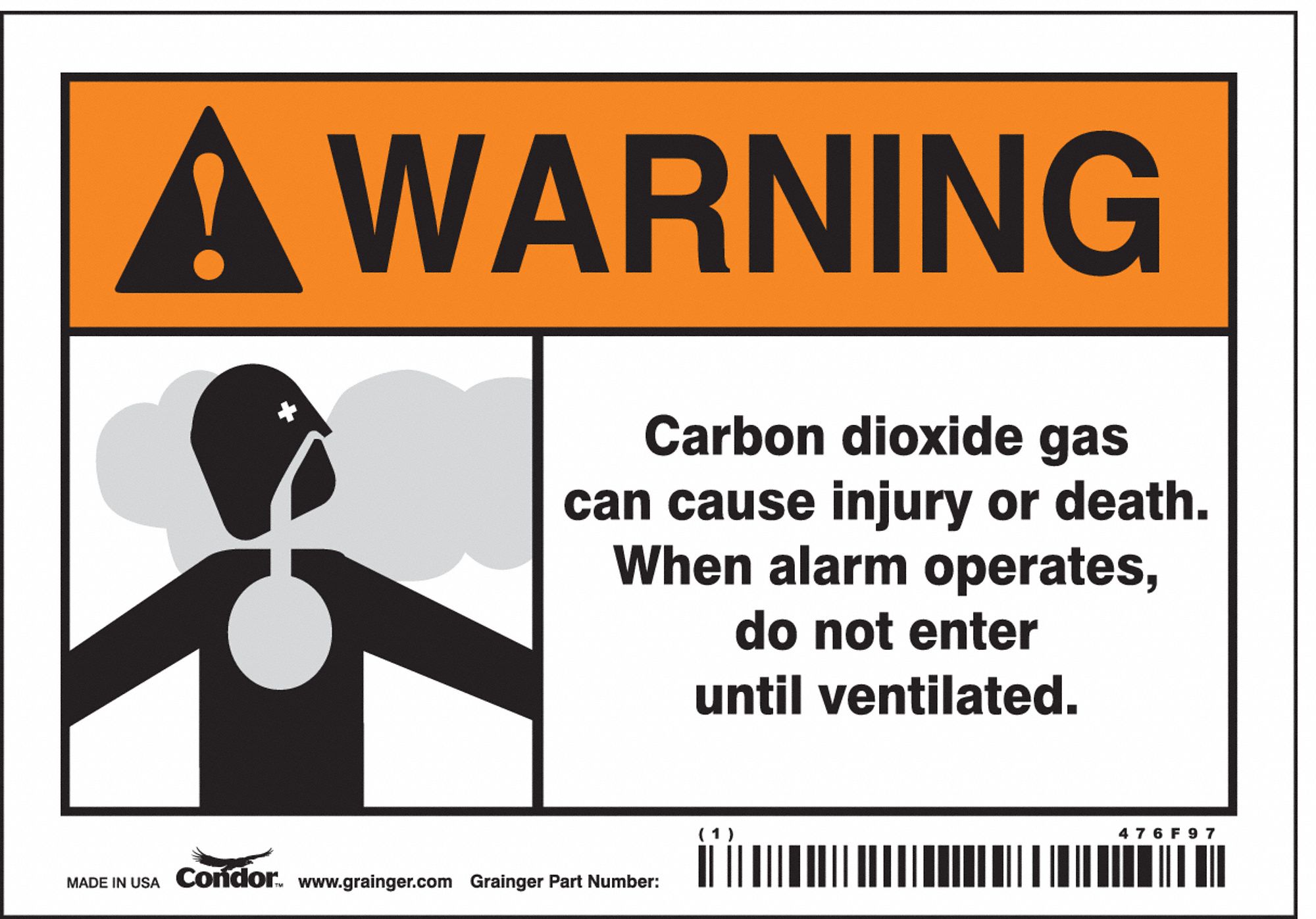 Safety Sign: Vinyl, Adhesive Sign Mounting, 3 1/2 in x 5 in Nominal Sign Size, Not Retroreflective