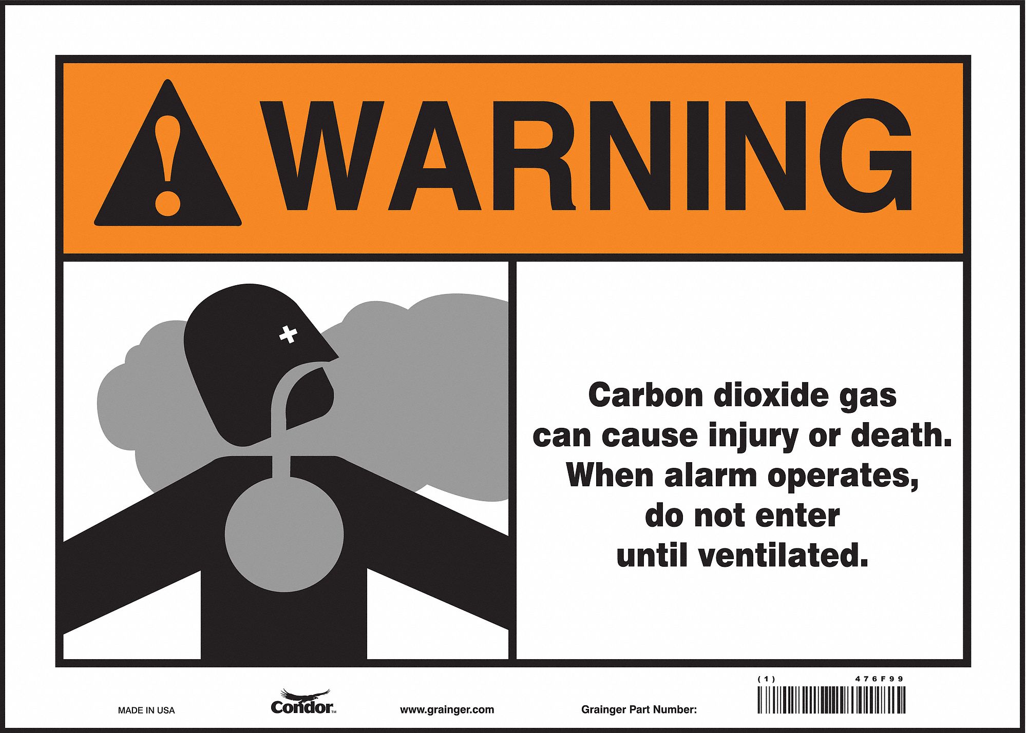 Safety Sign: Vinyl, Adhesive Sign Mounting, 10 in x 14 in Nominal Sign Size, Not Retroreflective