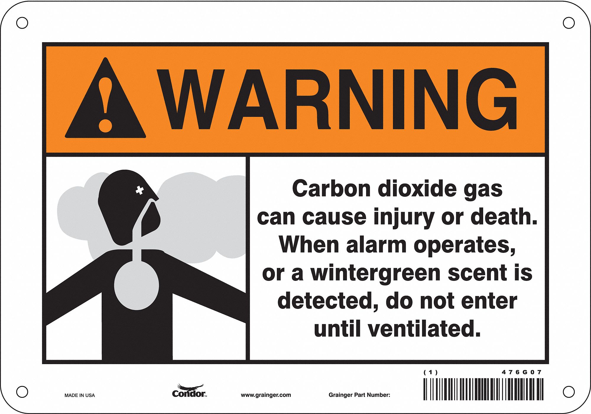 Safety Sign: Polyethylene, Mounting Holes Sign Mounting, 7 in x 10 in Nominal Sign Size