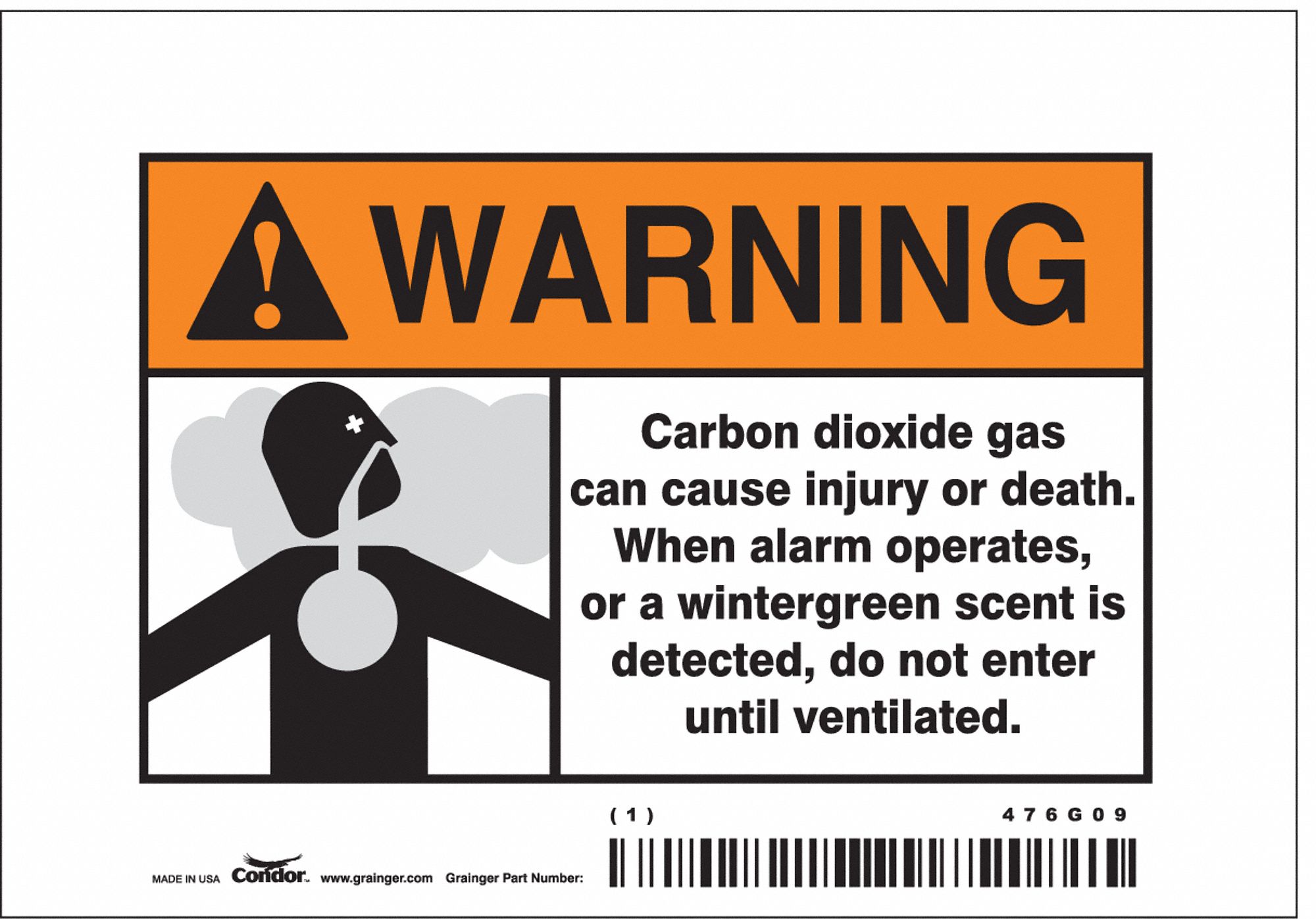 Safety Sign: Vinyl, Adhesive Sign Mounting, 3 1/2 in x 5 in Nominal Sign Size, Not Retroreflective