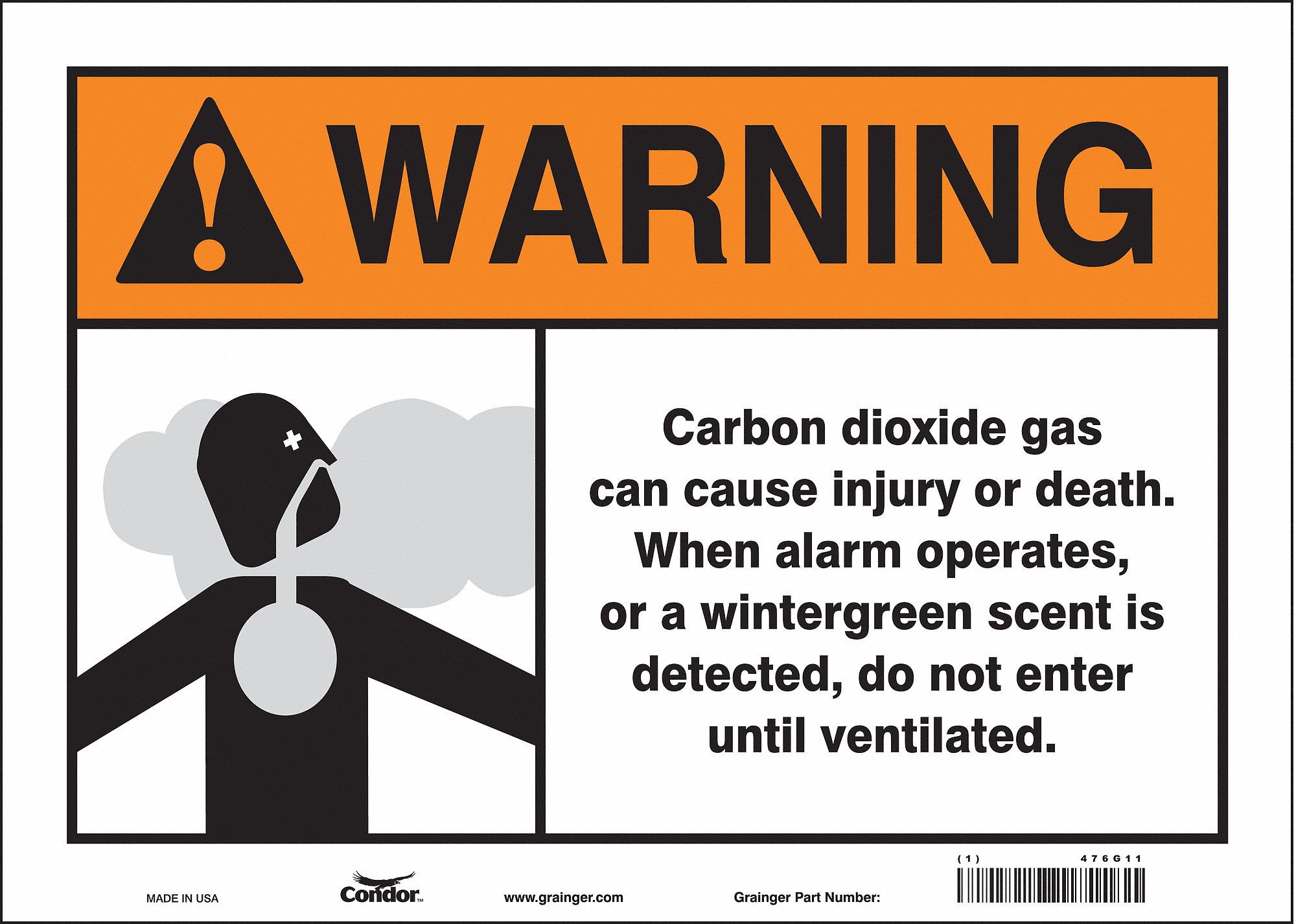 Safety Sign: Vinyl, Adhesive Sign Mounting, 10 in x 14 in Nominal Sign Size, Not Retroreflective
