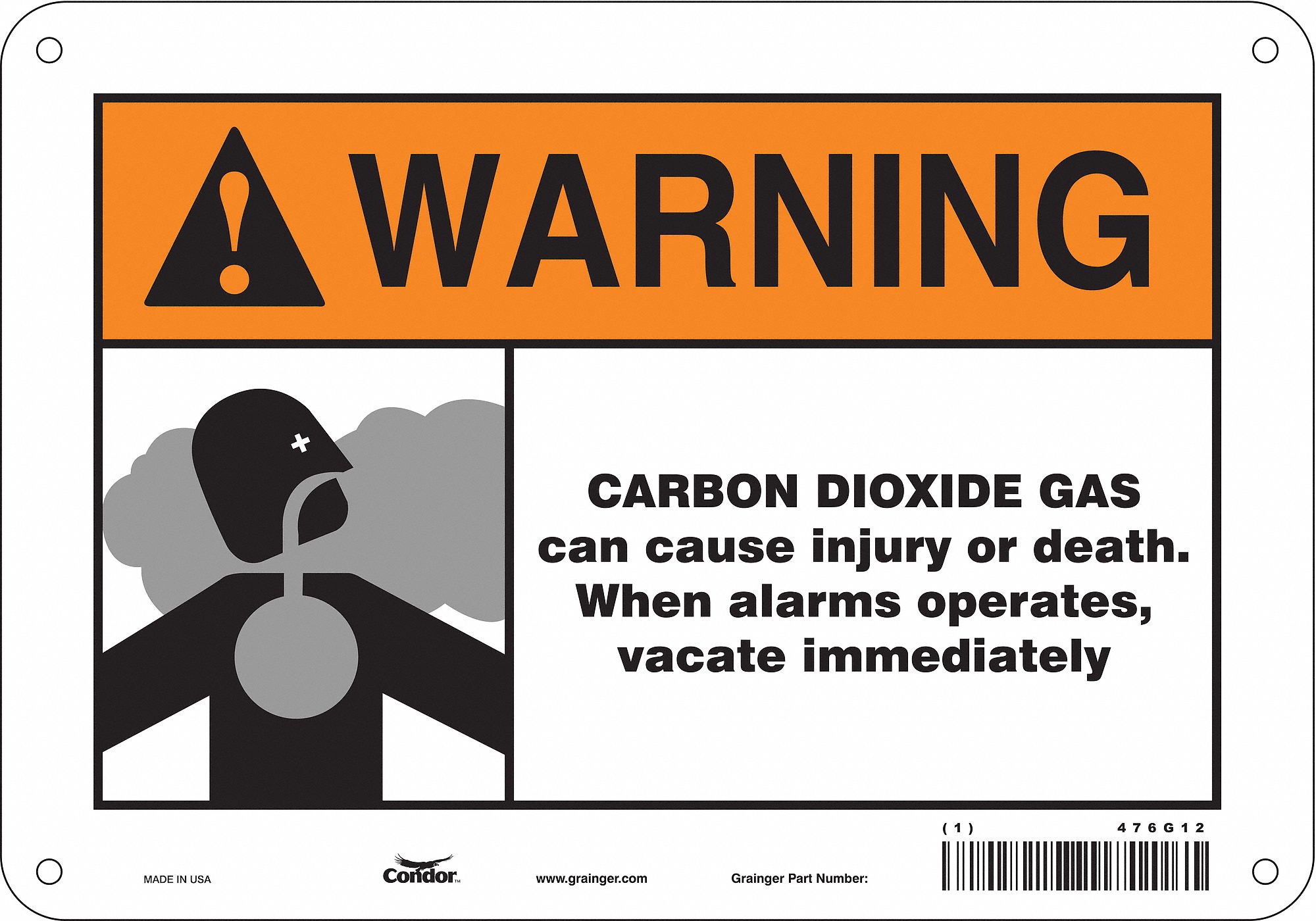 Safety Sign: Aluminum, Mounting Holes Sign Mounting, 7 in x 10 in Nominal Sign Size, 0.032 in Thick