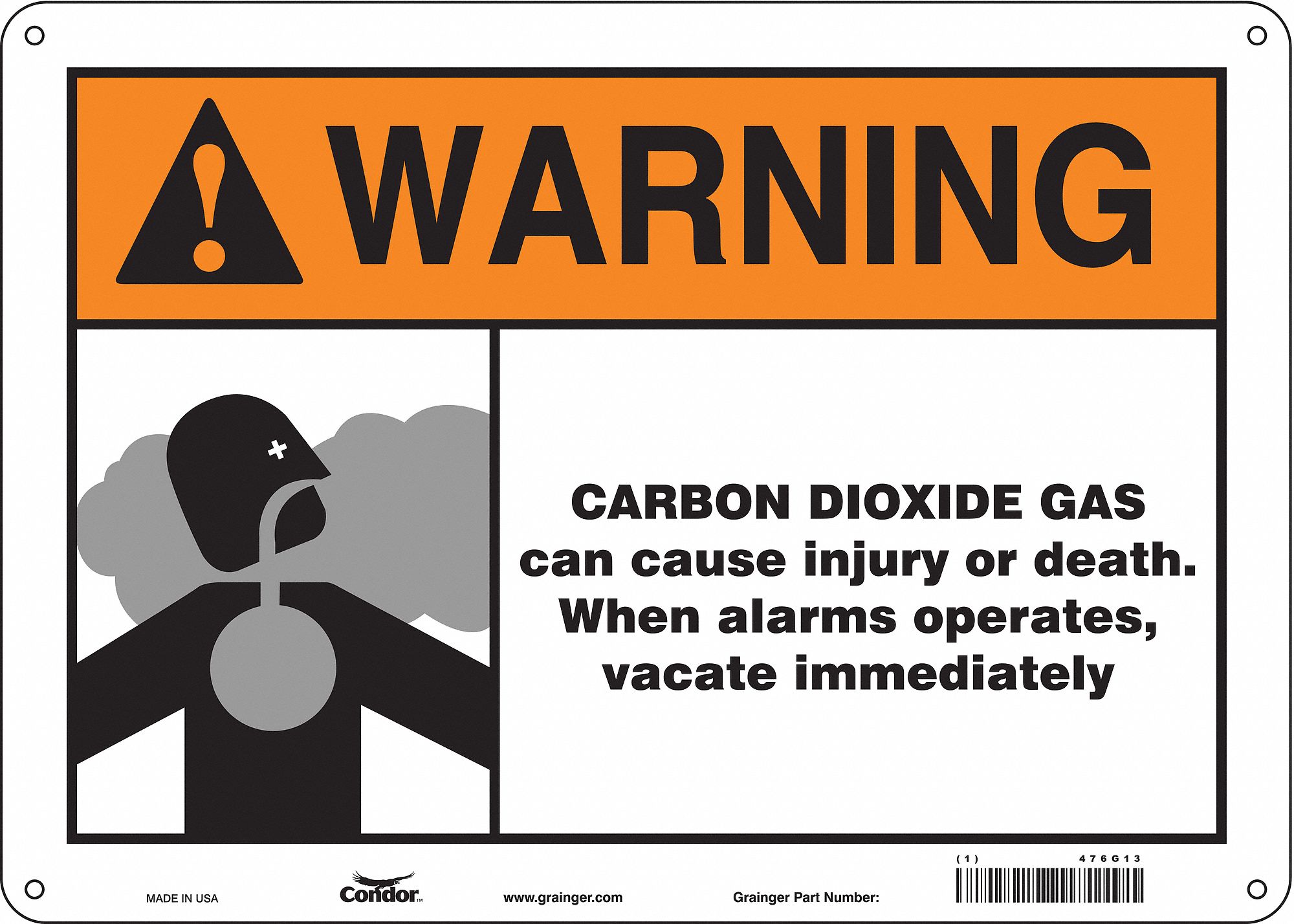 Safety Sign: Aluminum, Mounting Holes Sign Mounting, 10 in x 14 in Nominal Sign Size, 0.032 in Thick