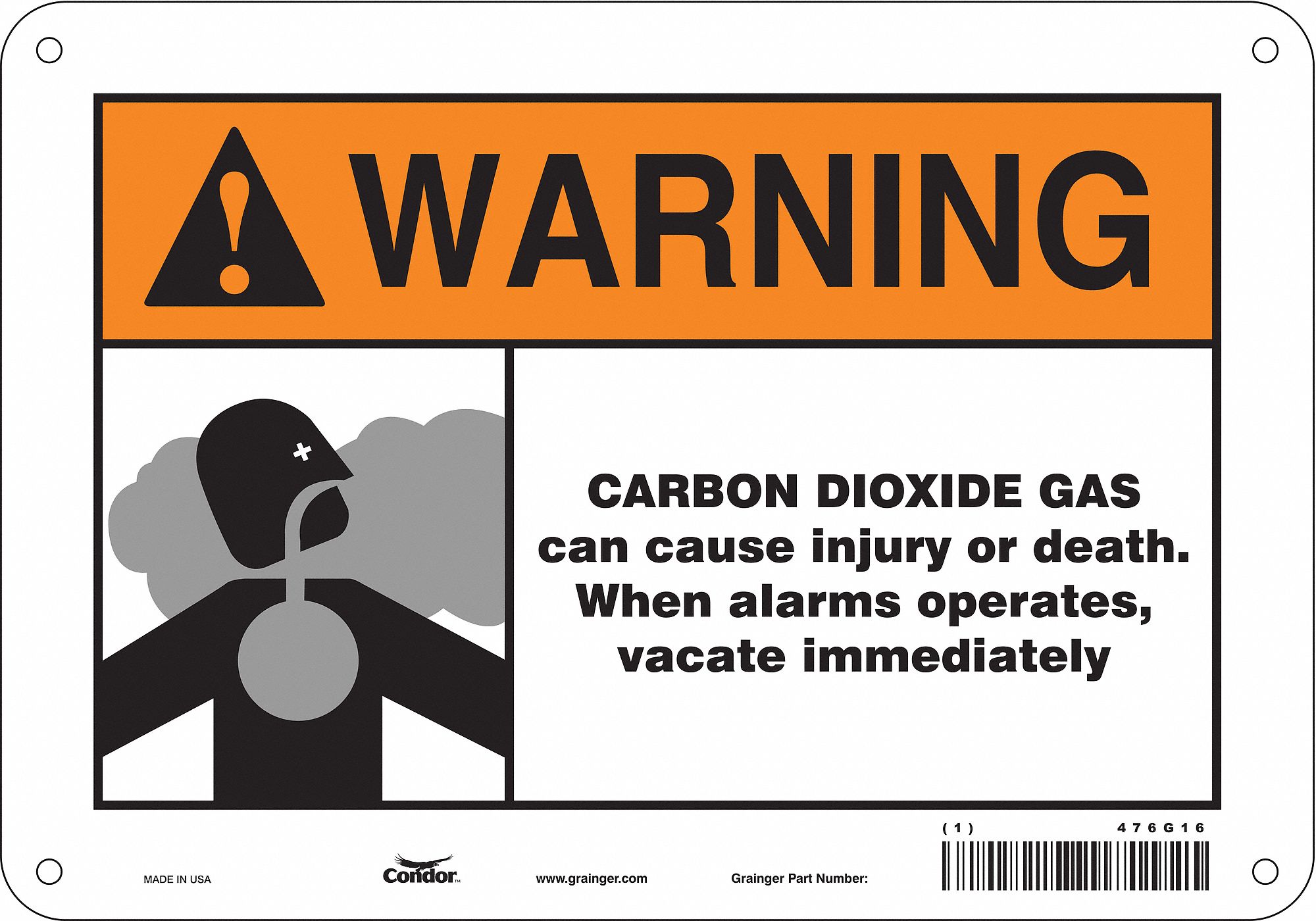 Safety Sign: Polyethylene, Mounting Holes Sign Mounting, 7 in x 10 in Nominal Sign Size