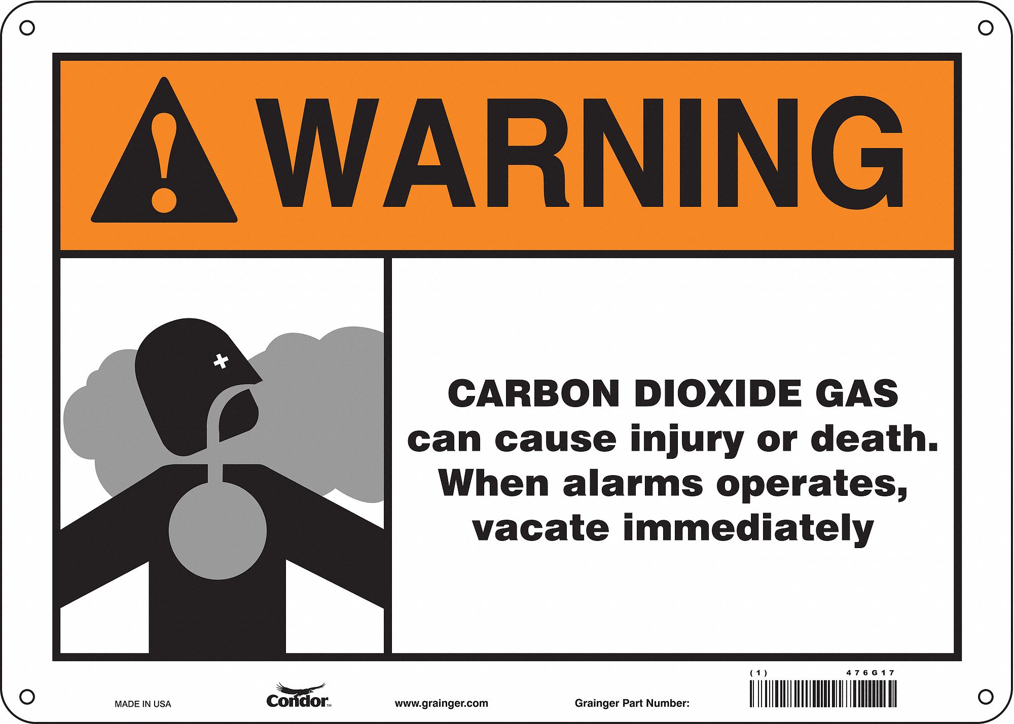 Safety Sign: Polyethylene, Mounting Holes Sign Mounting, 10 in x 14 in Nominal Sign Size