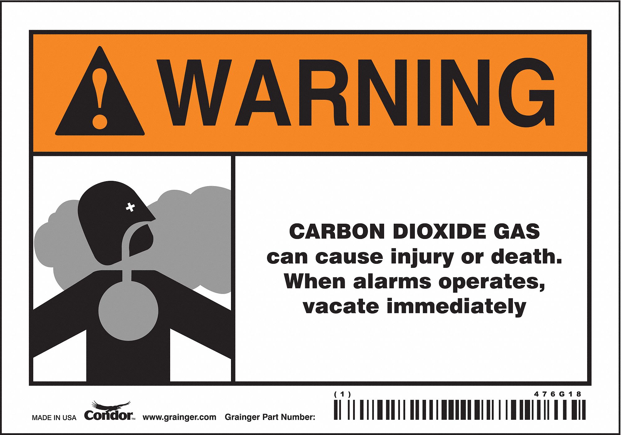 Safety Sign: Vinyl, Adhesive Sign Mounting, 3 1/2 in x 5 in Nominal Sign Size, Not Retroreflective