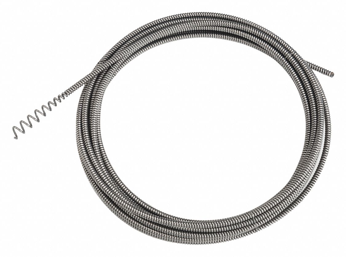 RIDGID Drain Cleaning Cable: 1/4 in Dia., 30 ft Lg., Inner Core, Bulb  Auger, 1 1/2 in Max. Pipe Dia.