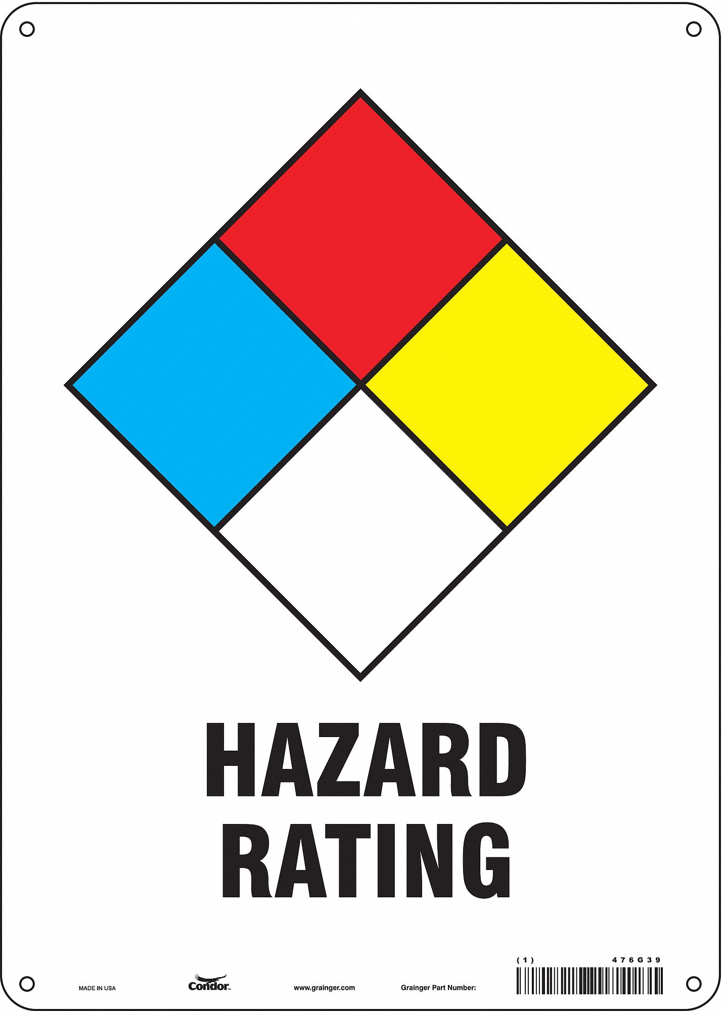 Sign: Aluminum, 14 in Ht, 10 in Wd, 0.032 in Thick, 10 in x 14 in, ANSI Z535/OSHA 29 CFR 1910.145