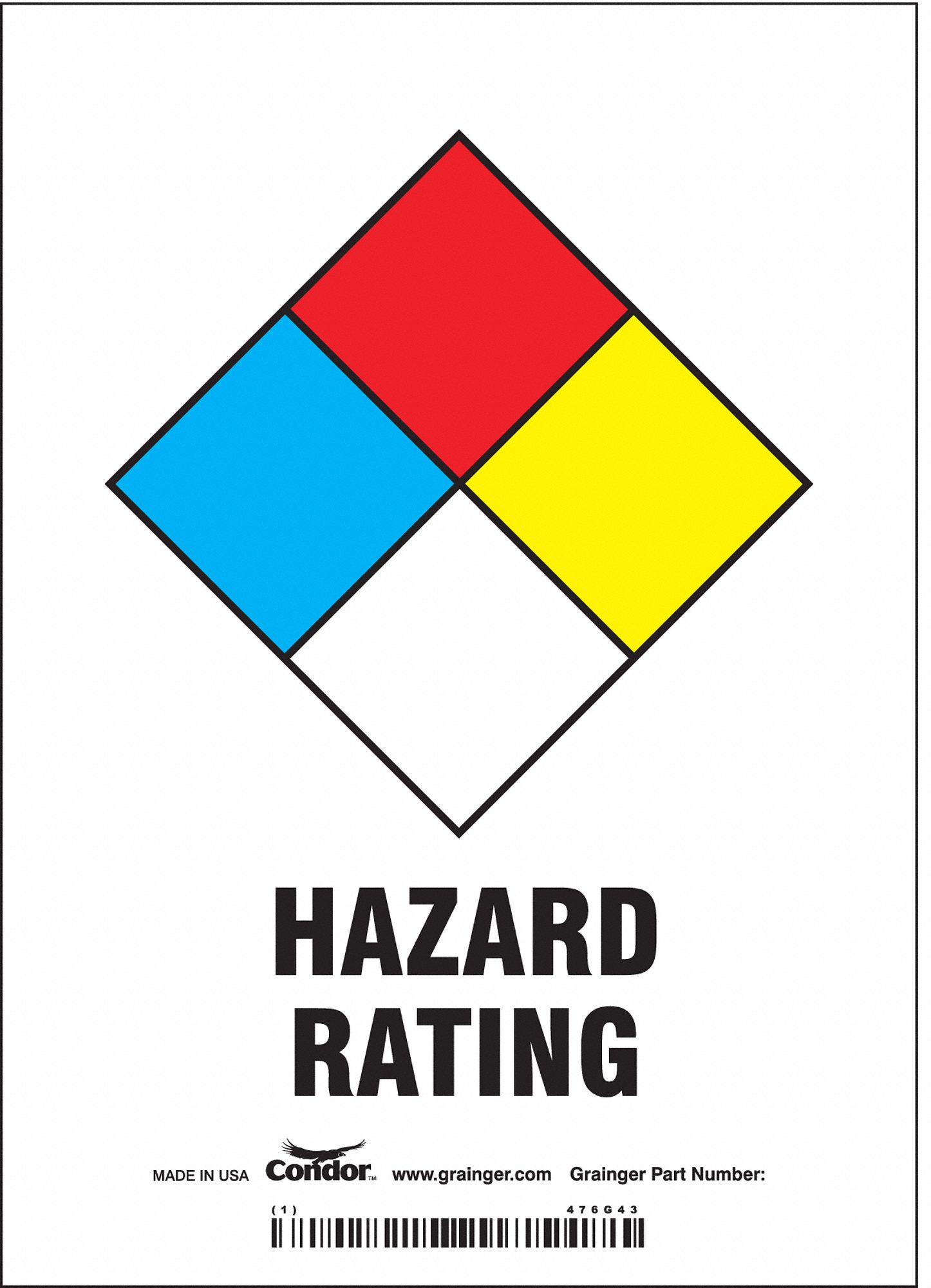 Sign: Vinyl, 7 in Ht, 5 in Wd, 0.004 in Thick, 5 in x 7 in, ANSI Z535/OSHA 29 CFR 1910.145