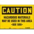 Caution: Hazardous Materials May Be Used In This Area See SDS Signs