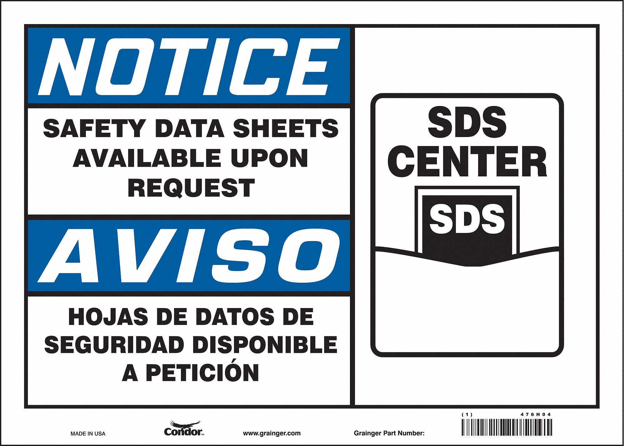 Vinyl, Adhesive Sign Mounting, Safety Sign - 476H04|476H04 - Grainger