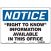 Notice: Right To Know Information Available In This Office Signs