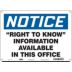 Notice: Right To Know Information Available In This Office Signs