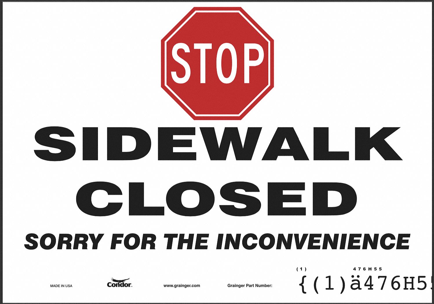 Safety Sign: Polyethylene, Mounting Holes Sign Mounting, 7 in x 10 in Nominal Sign Size