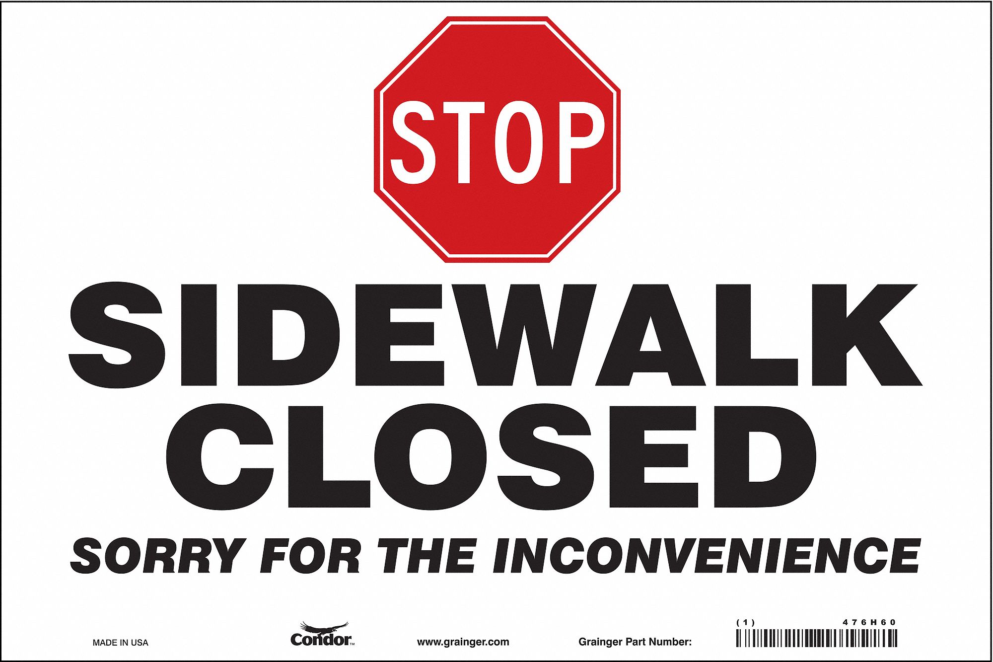 Safety Sign, 24 in x 36 in, Vinyl