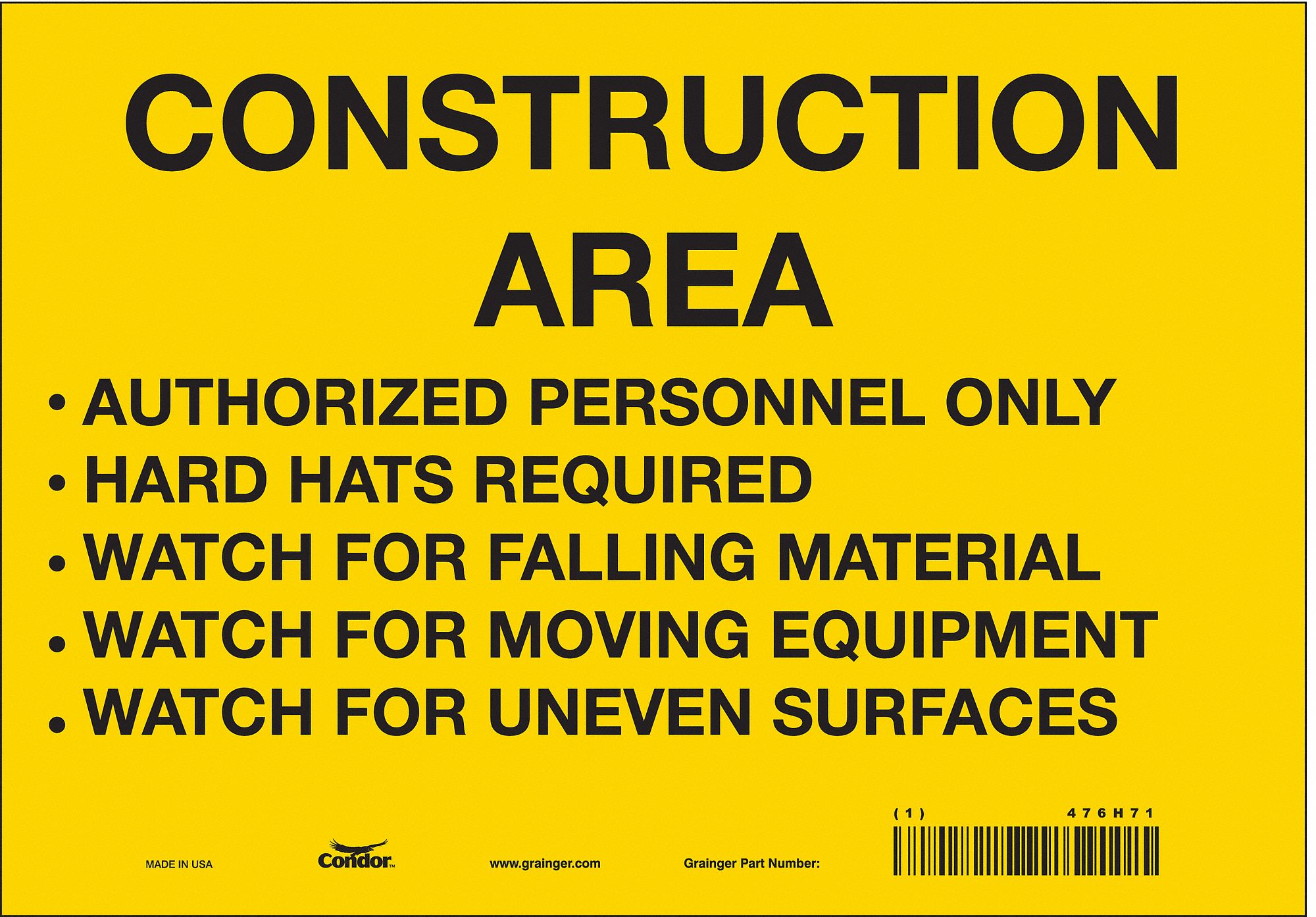 Safety Sign: Vinyl, Adhesive Sign Mounting, 7 in x 10 in Nominal Sign Size, Not Retroreflective
