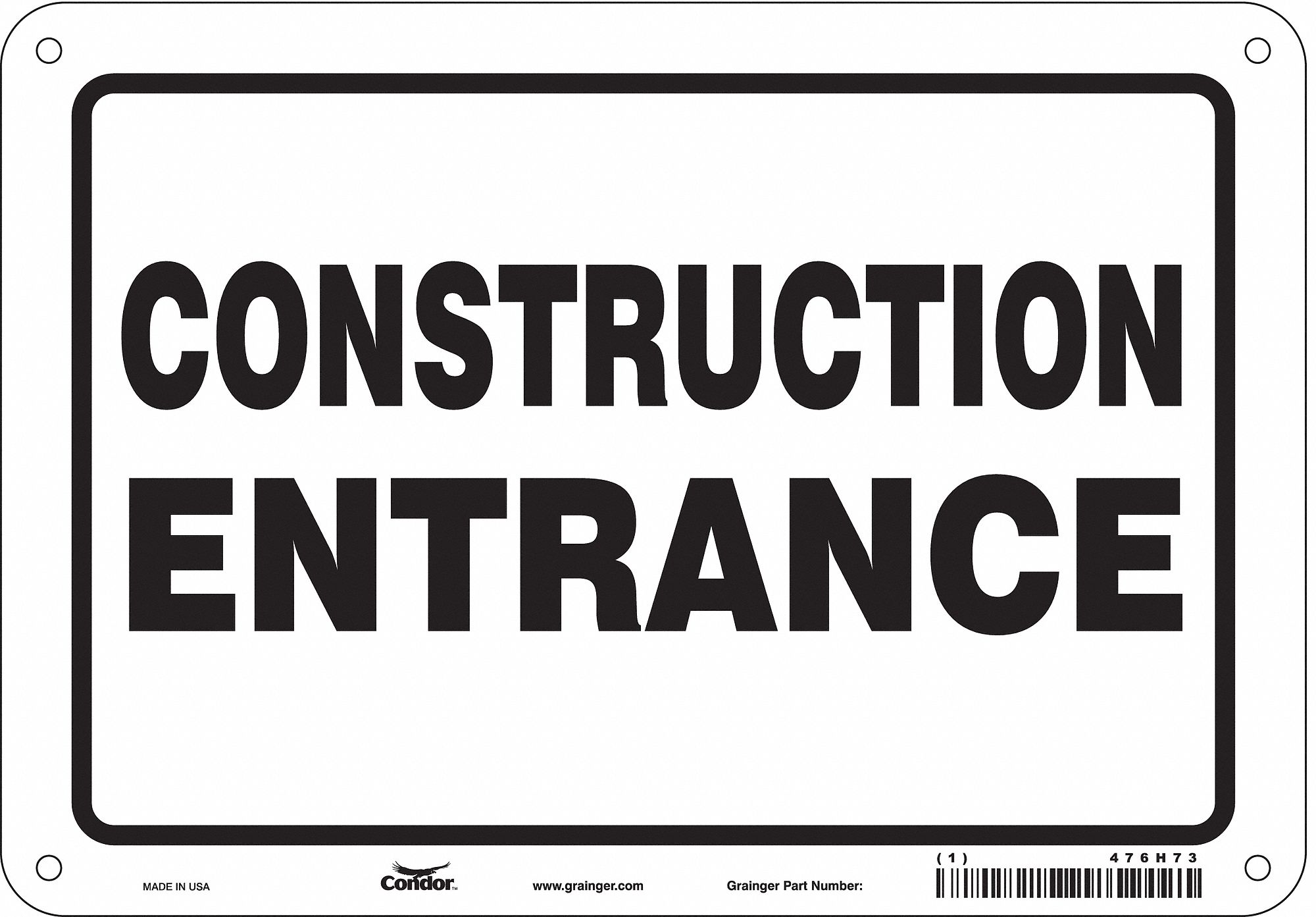 Safety Sign: Aluminum, Mounting Holes Sign Mounting, 7 in x 10 in Nominal Sign Size, 0.032 in Thick