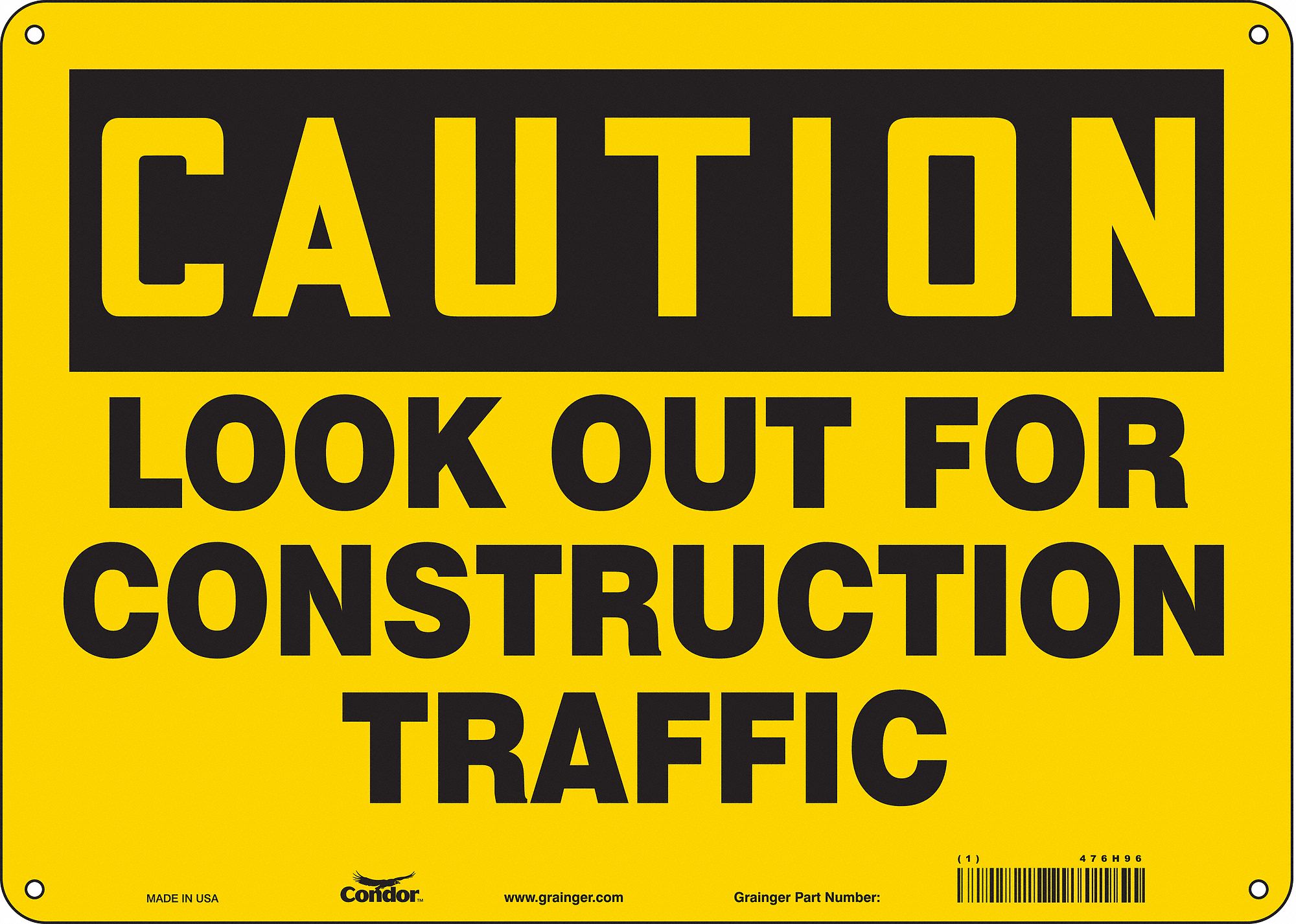 Safety Sign: Aluminum, Mounting Holes Sign Mounting, 10 in x 14 in Nominal Sign Size, 0.032 in Thick