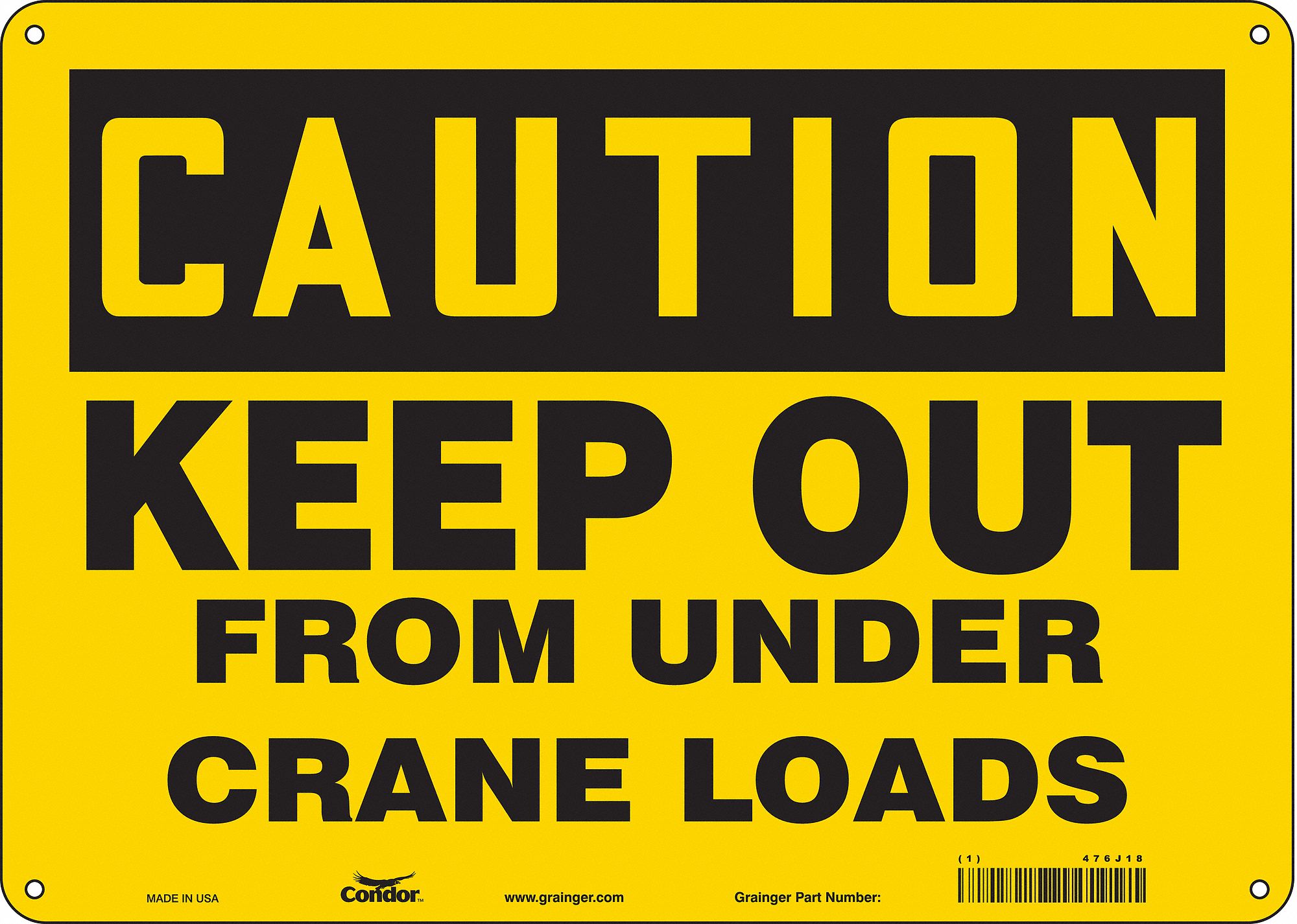 Safety Sign: Polyethylene, Mounting Holes Sign Mounting, 10 in x 14 in Nominal Sign Size, Caution