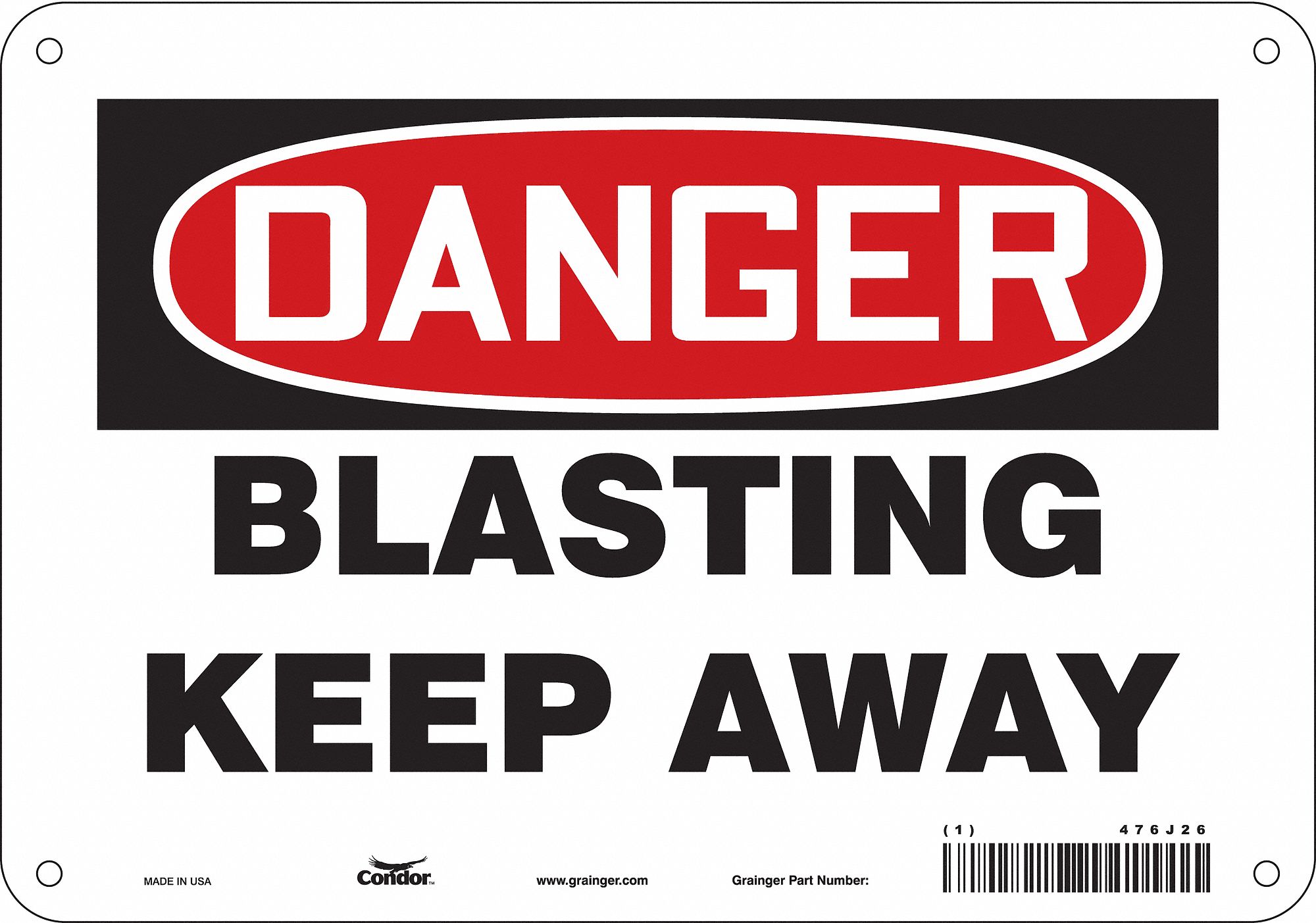 Safety Sign: Polyethylene, Mounting Holes Sign Mounting, 7 in x 10 in Nominal Sign Size