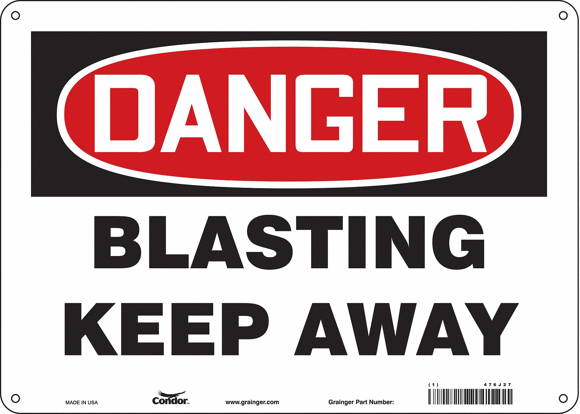 Safety Sign: Polyethylene, Mounting Holes Sign Mounting, 10 in x 14 in Nominal Sign Size