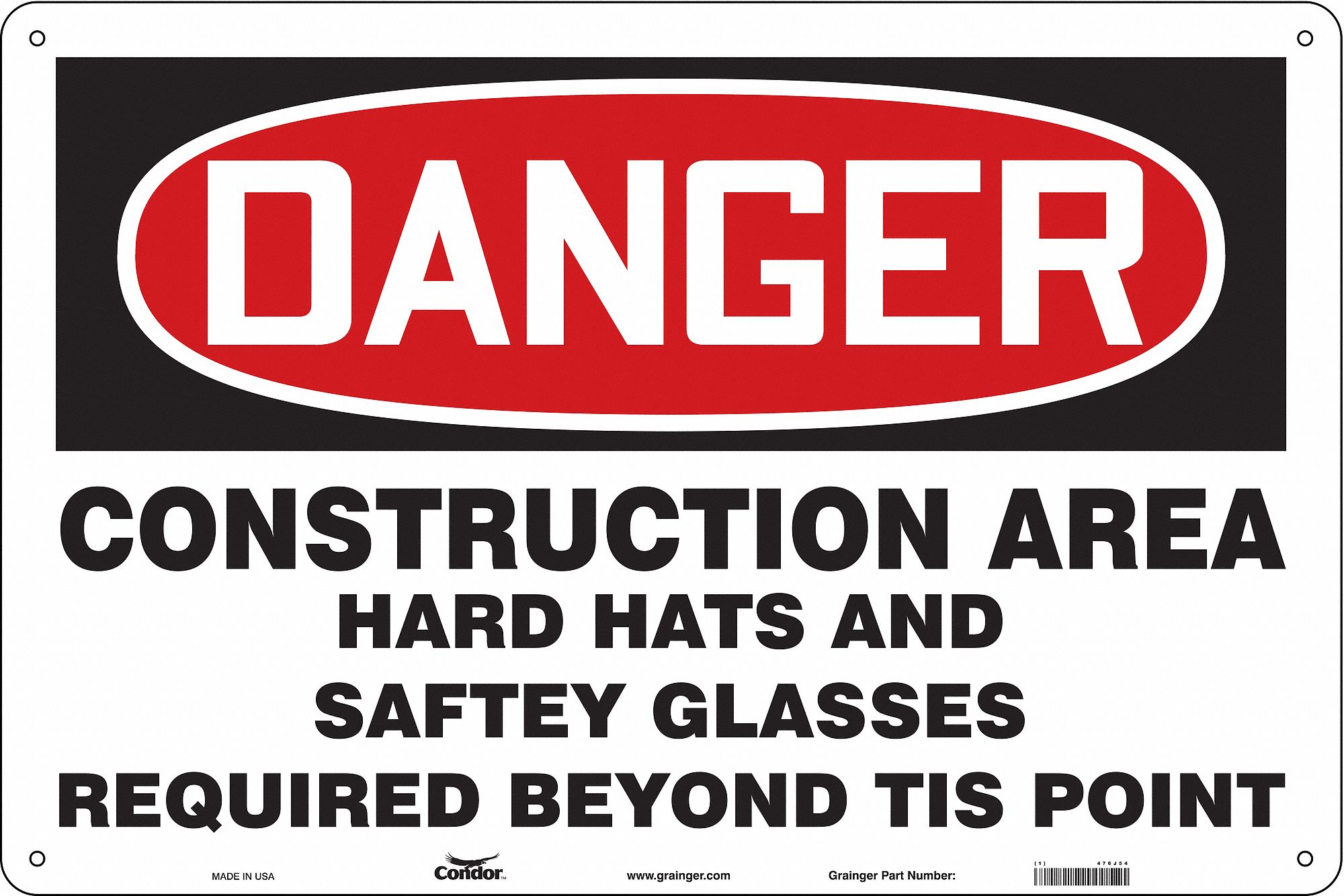 Safety Sign, 24 in x 36 in, Polyethylene