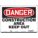 SAFETY SIGN, POLYETHYLENE, MOUNTING HOLES, 10 IN X 14 IN NOMINAL SIGN SIZE, DANGER, CONSTRUCTION AREA KEEP OUT
