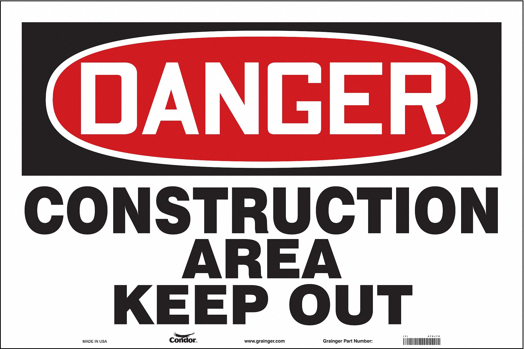Safety Sign, 24 in x 36 in, Polyethylene