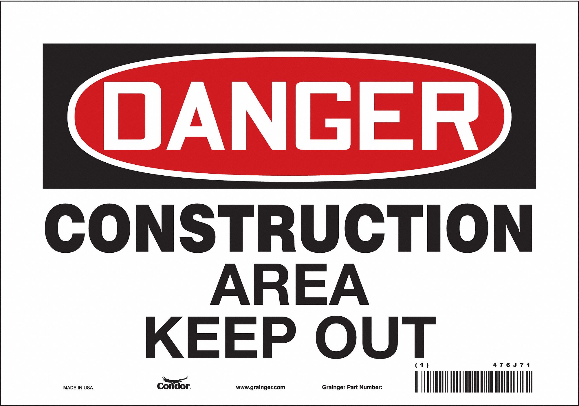 Safety Sign: Vinyl, Adhesive Sign Mounting, 7 in x 10 in Nominal Sign Size, Not Retroreflective