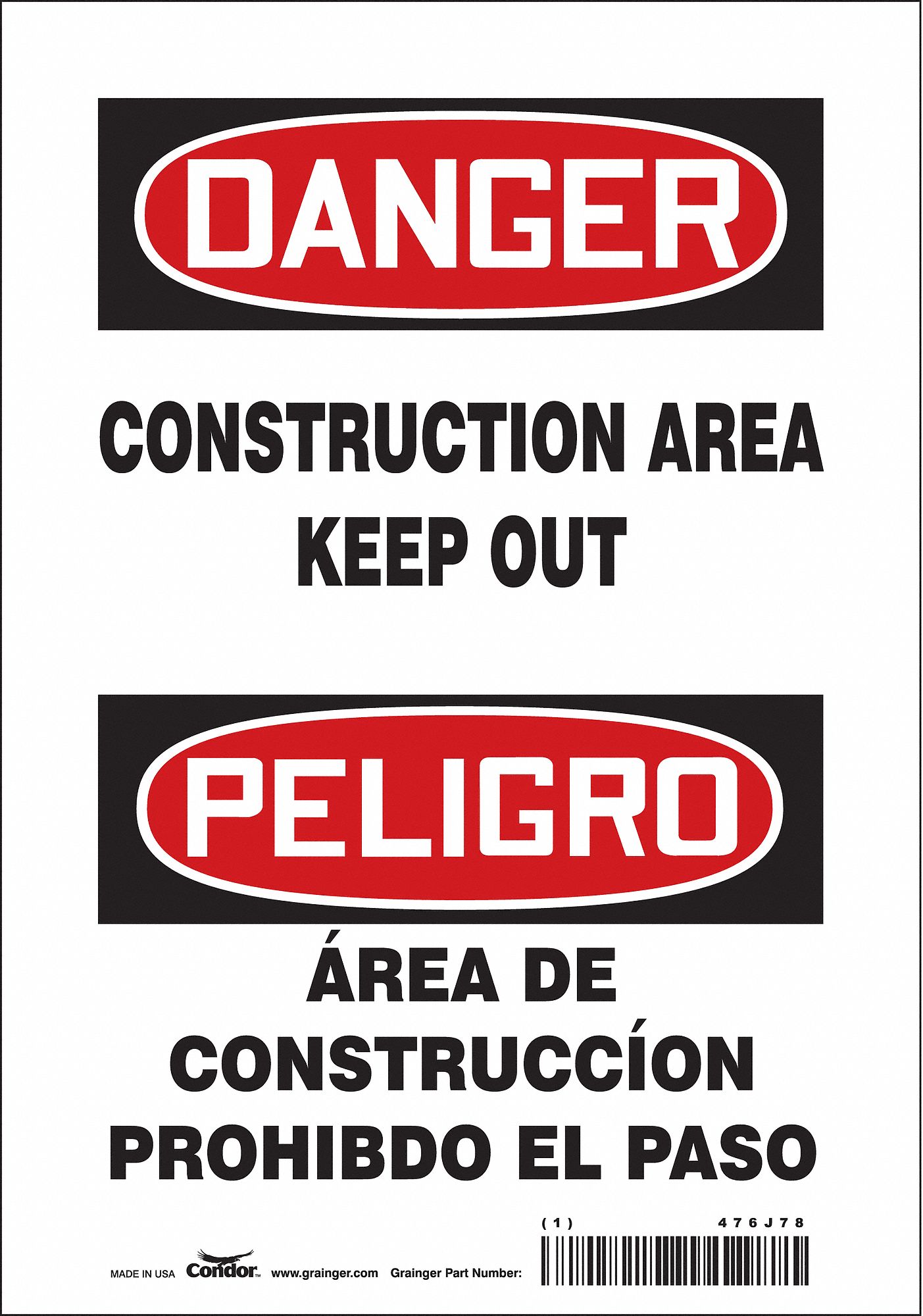 Safety Sign: Vinyl, Adhesive Sign Mounting, 10 in x 7 in Nominal Sign Size, Not Retroreflective