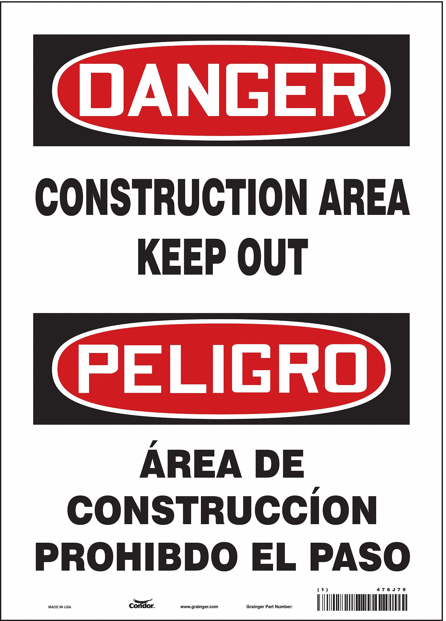 Safety Sign: Vinyl, Adhesive Sign Mounting, 14 in x 10 in Nominal Sign Size, Not Retroreflective