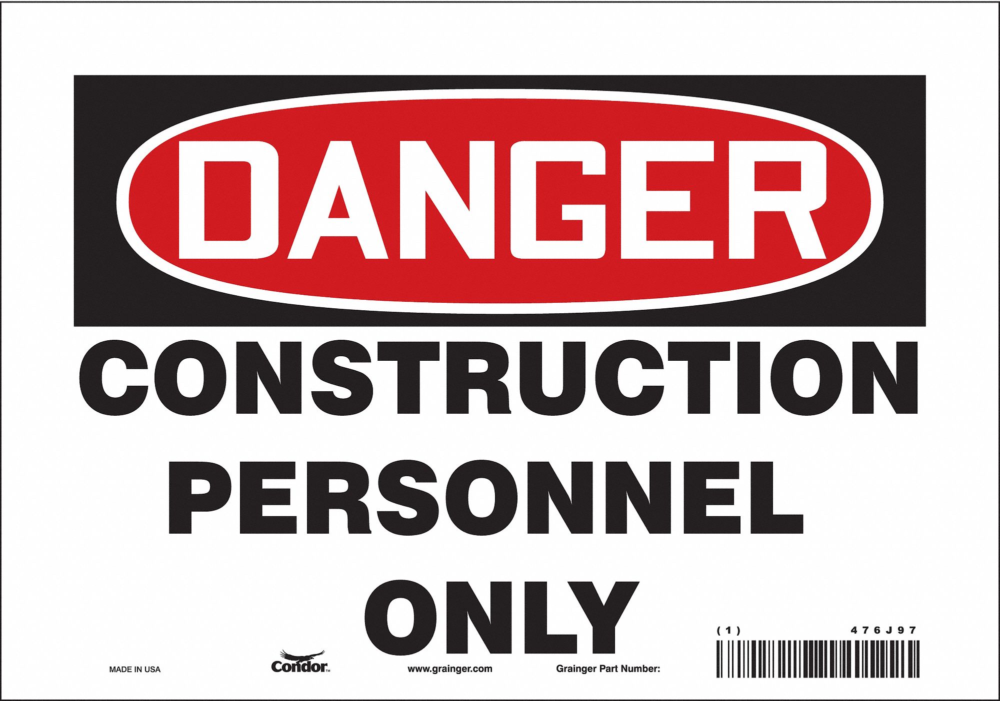 Safety Sign: Vinyl, Adhesive Sign Mounting, 7 in x 10 in Nominal Sign Size, Not Retroreflective