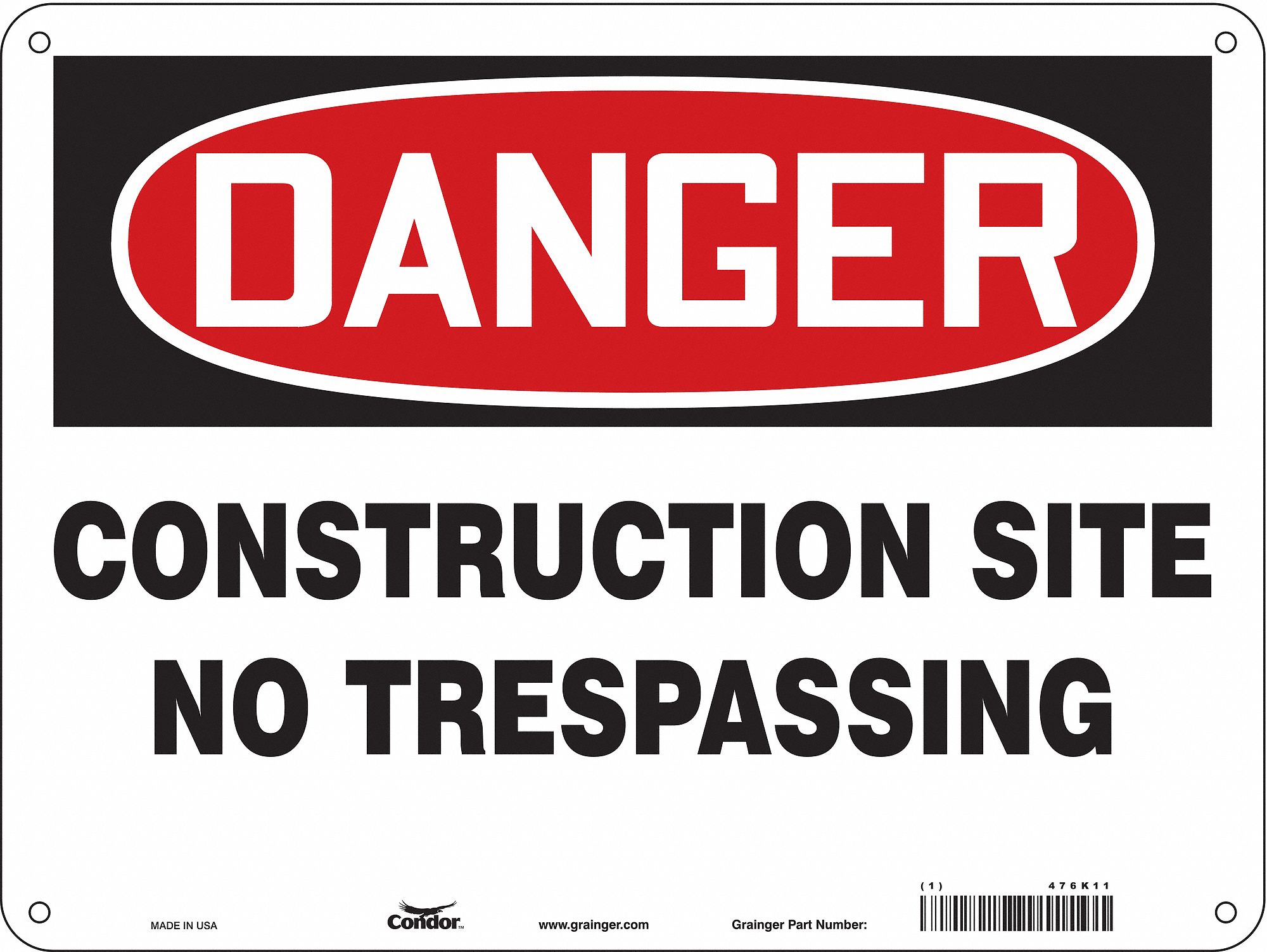 Safety Sign, 18 in x 24 in, Aluminum