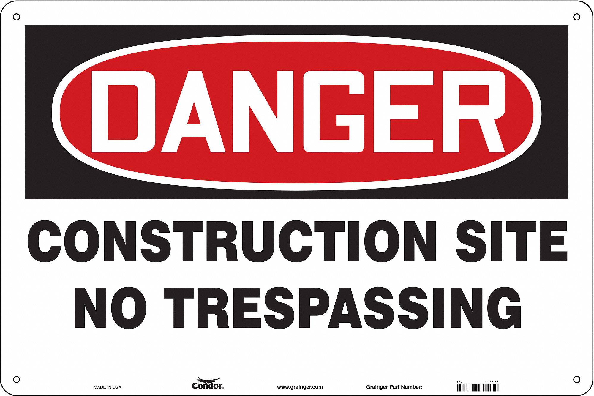 Safety Sign, 24 in x 36 in, Aluminum