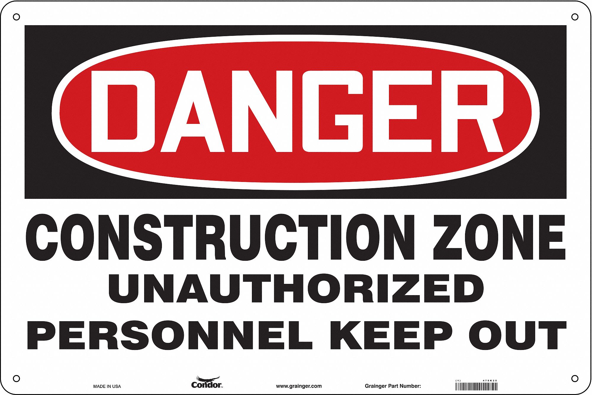 Safety Sign, 24 in x 36 in, Aluminum