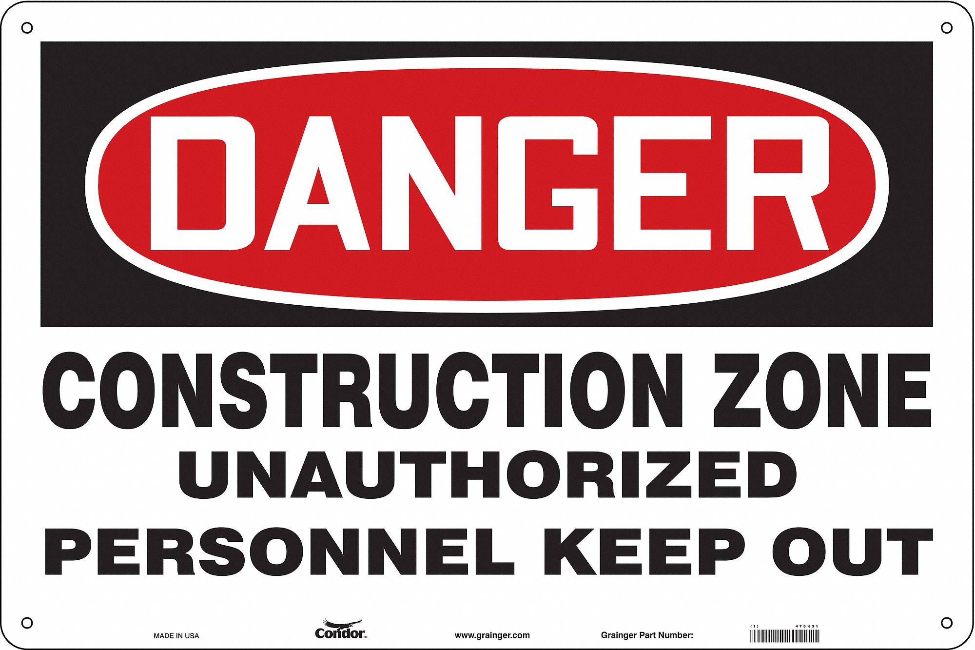 Safety Sign, 24 in x 36 in, Polyethylene