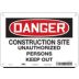 Danger: Construction Site Unauthorized Persons Keep Out Signs
