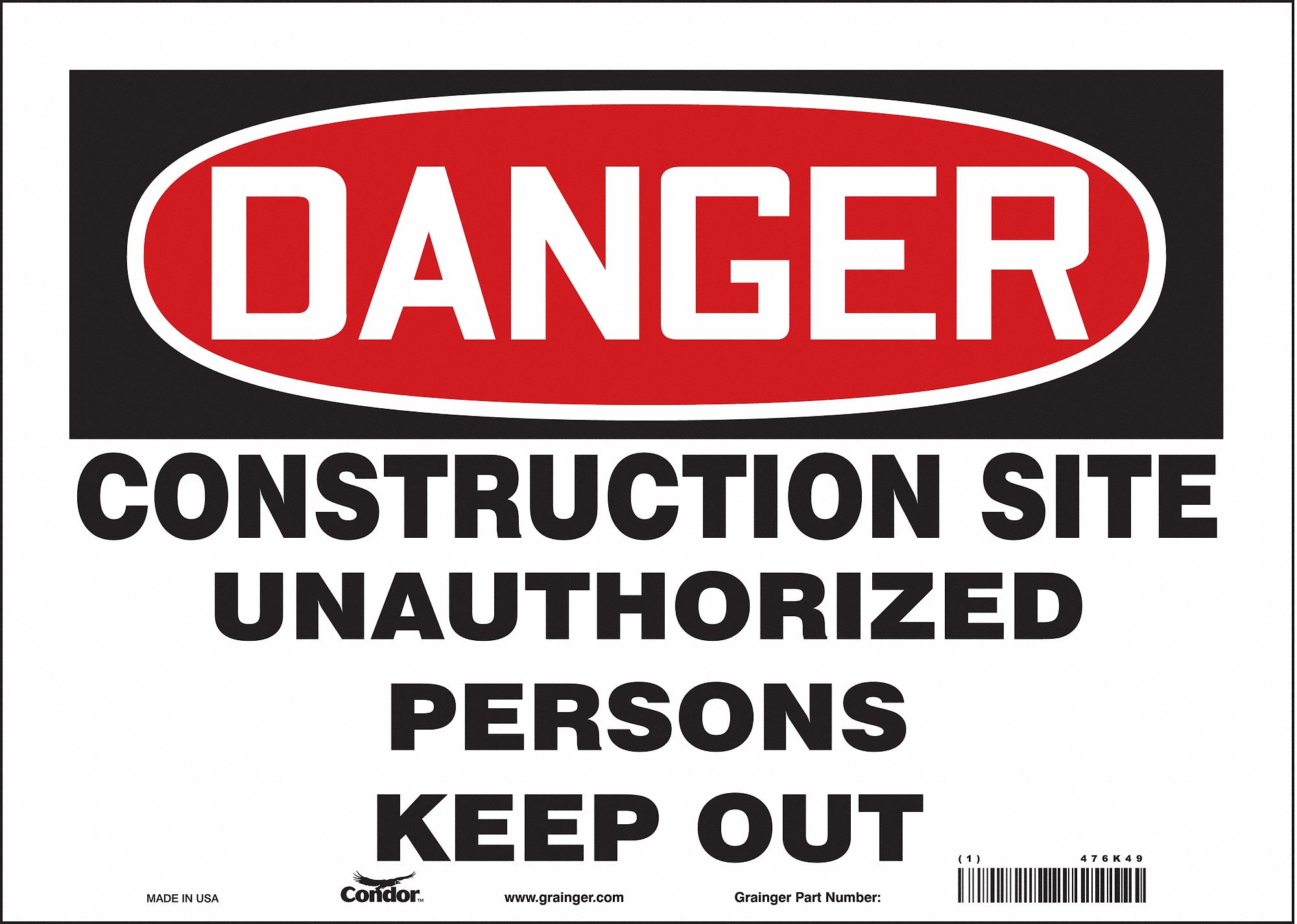 Safety Sign: Vinyl, Adhesive Sign Mounting, 10 in x 14 in Nominal Sign Size, Not Retroreflective