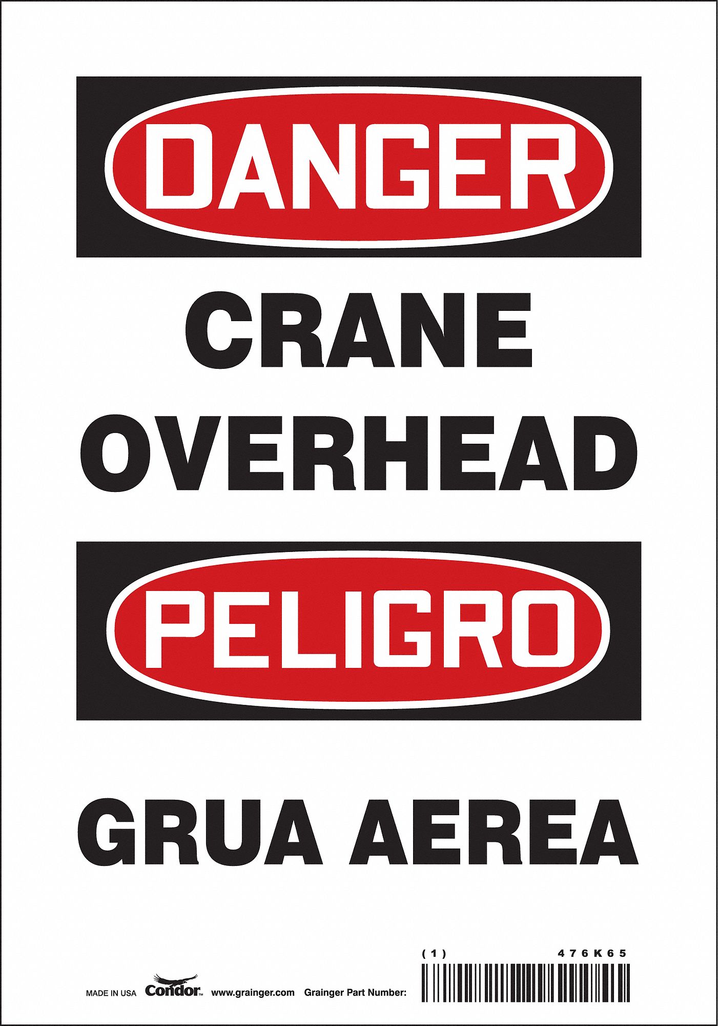 Safety Sign: Vinyl, Adhesive Sign Mounting, 10 in x 7 in Nominal Sign Size, Not Retroreflective