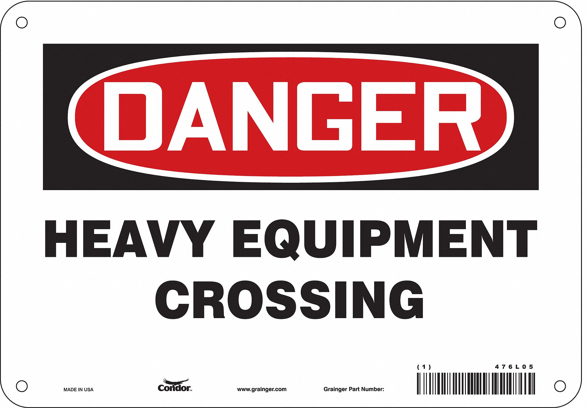 Safety Sign: Aluminum, Mounting Holes Sign Mounting, 7 in x 10 in Nominal Sign Size, 0.032 in Thick
