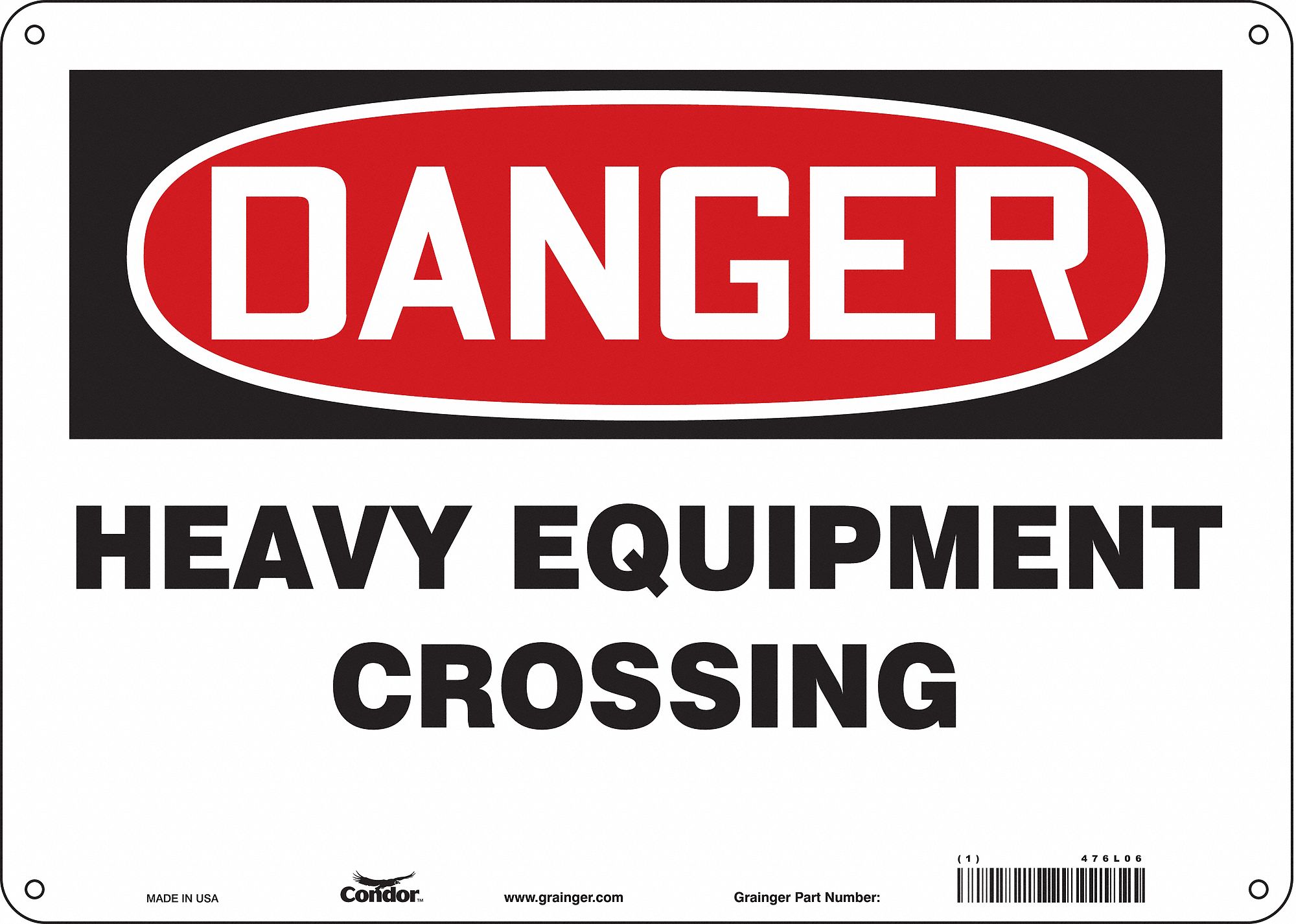 Safety Sign: Aluminum, Mounting Holes Sign Mounting, 10 in x 14 in Nominal Sign Size, 0.032 in Thick