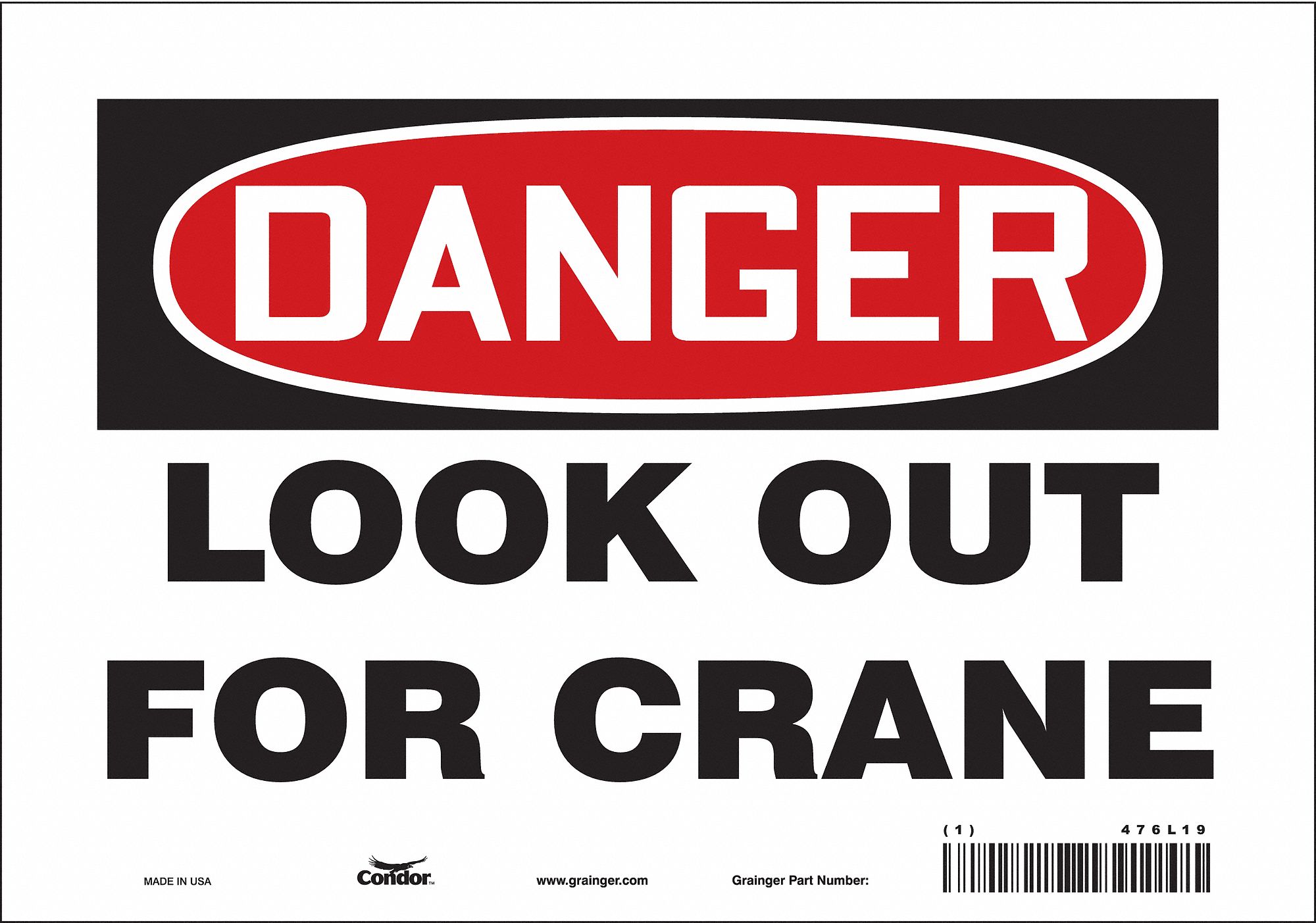 Safety Sign: Vinyl, Adhesive Sign Mounting, 7 in x 10 in Nominal Sign Size, Not Retroreflective
