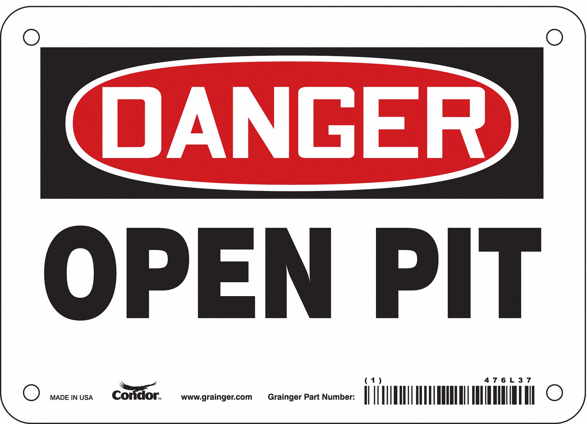 Safety Sign: Polyethylene, Mounting Holes Sign Mounting, 5 in x 7 in Nominal Sign Size