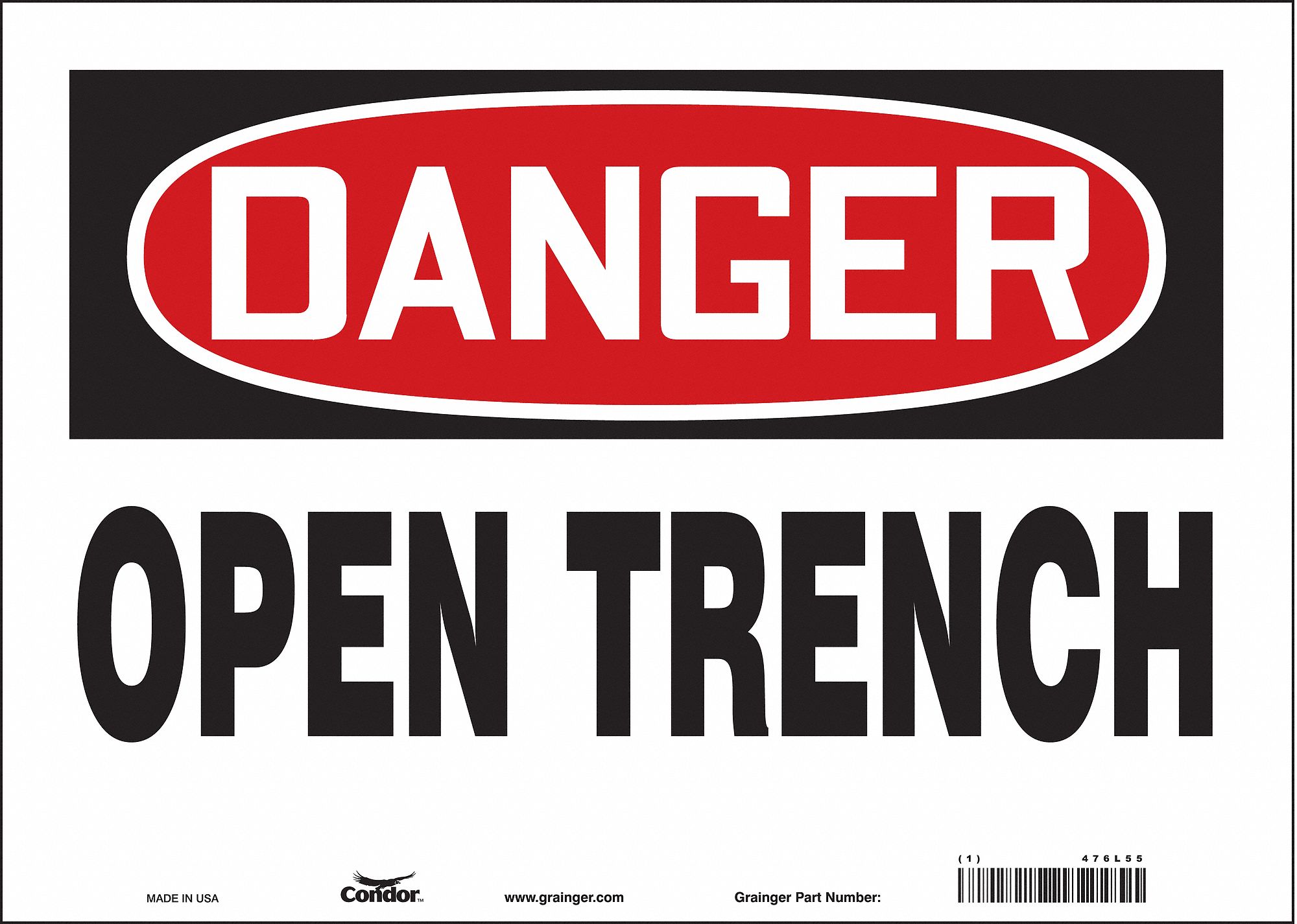Safety Sign: Vinyl, Adhesive Sign Mounting, 10 in x 14 in Nominal Sign Size, Not Retroreflective