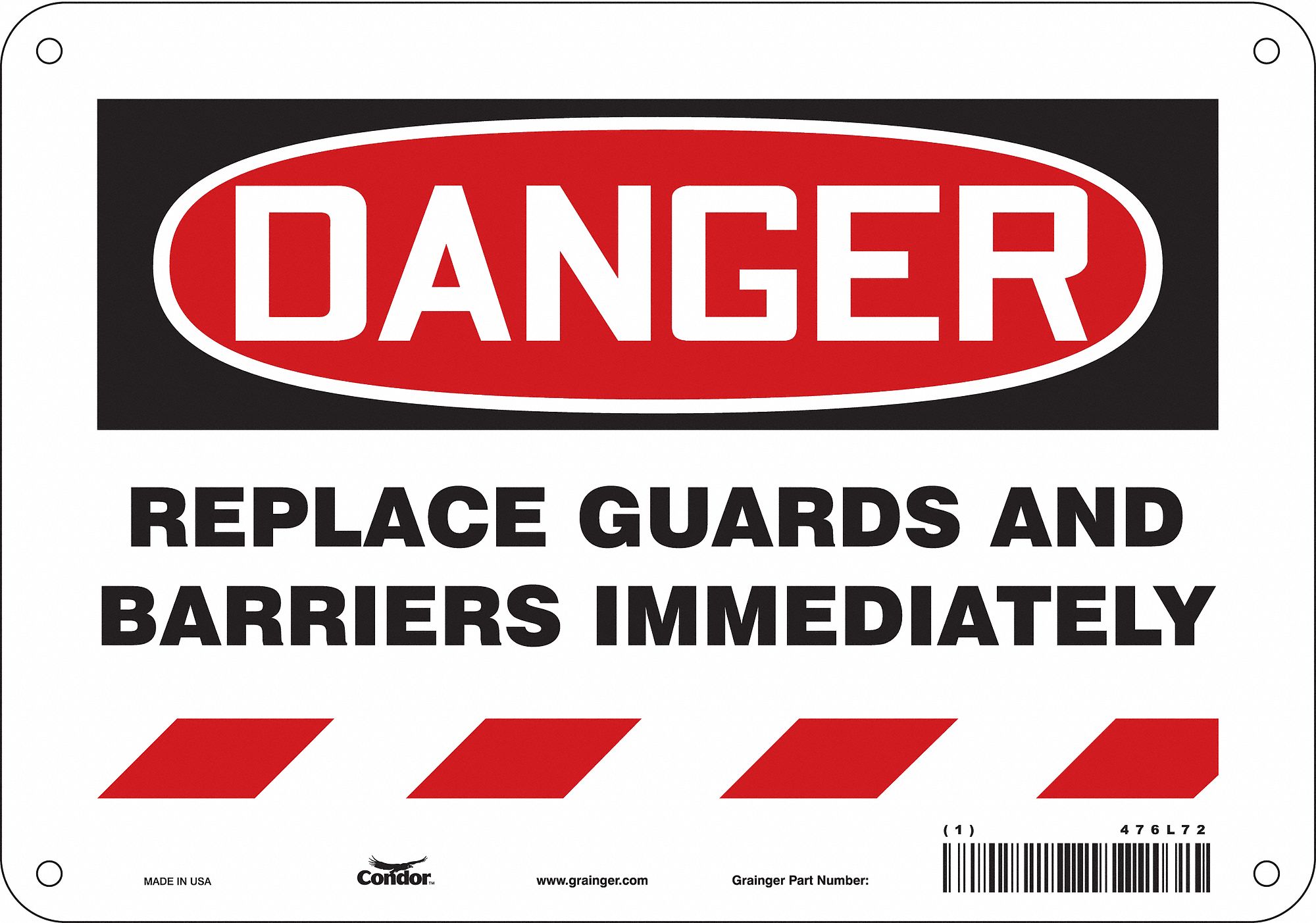 Safety Sign: Aluminum, Mounting Holes Sign Mounting, 7 in x 10 in Nominal Sign Size, 0.032 in Thick