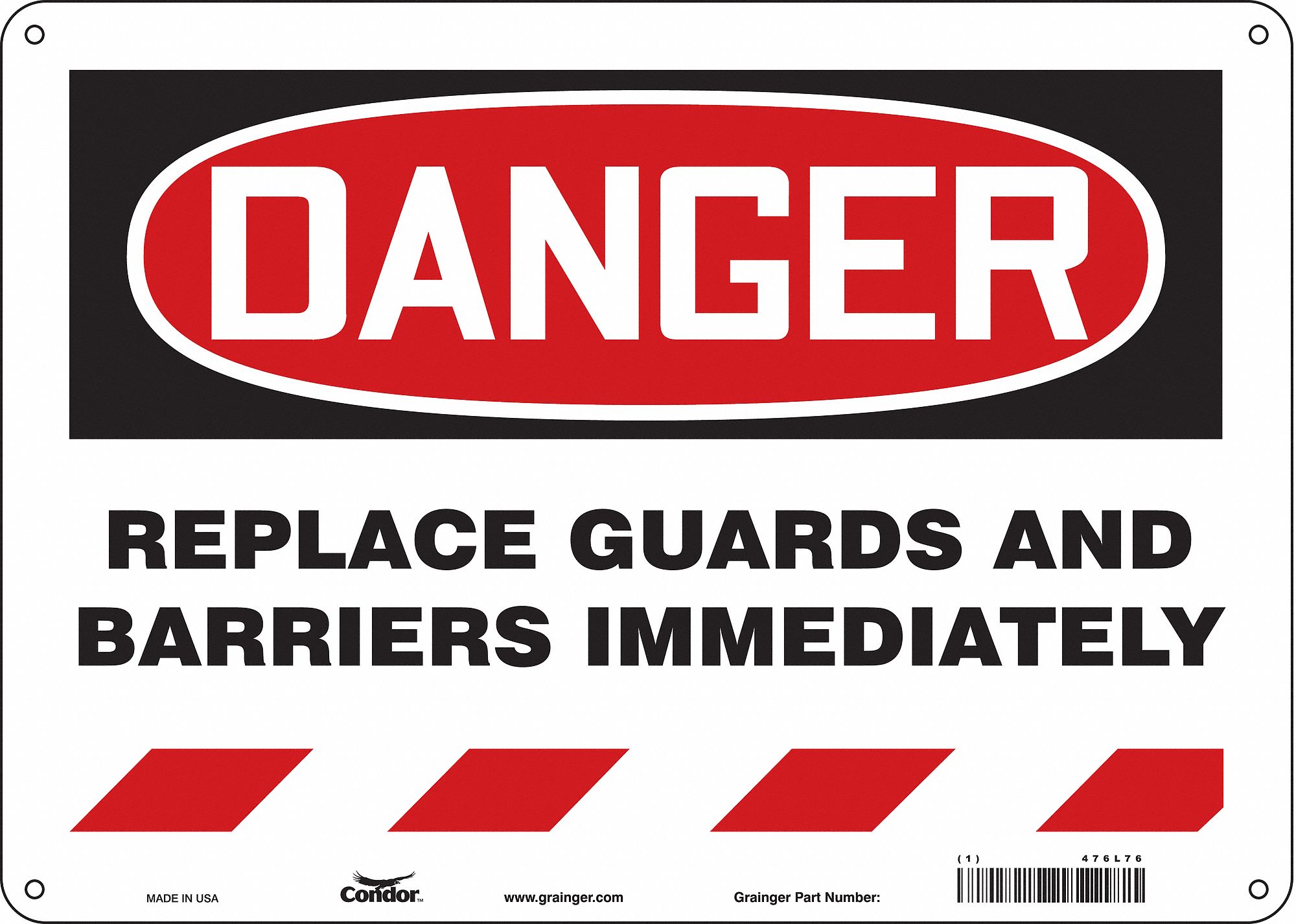 Safety Sign: Polyethylene, Mounting Holes Sign Mounting, 10 in x 14 in Nominal Sign Size, Danger