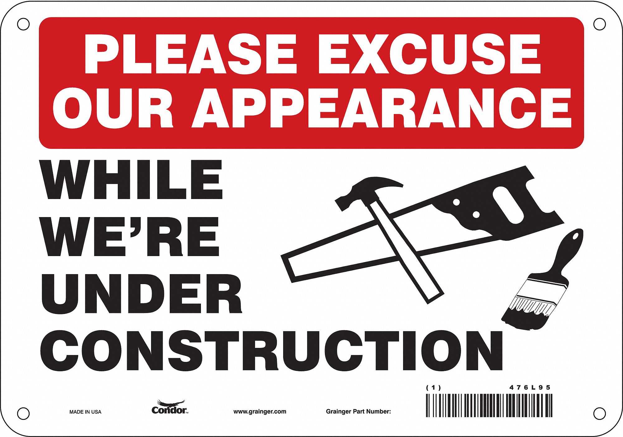 PANNEAU SECURITE,7PO X 10PO,POLYETHYLENE