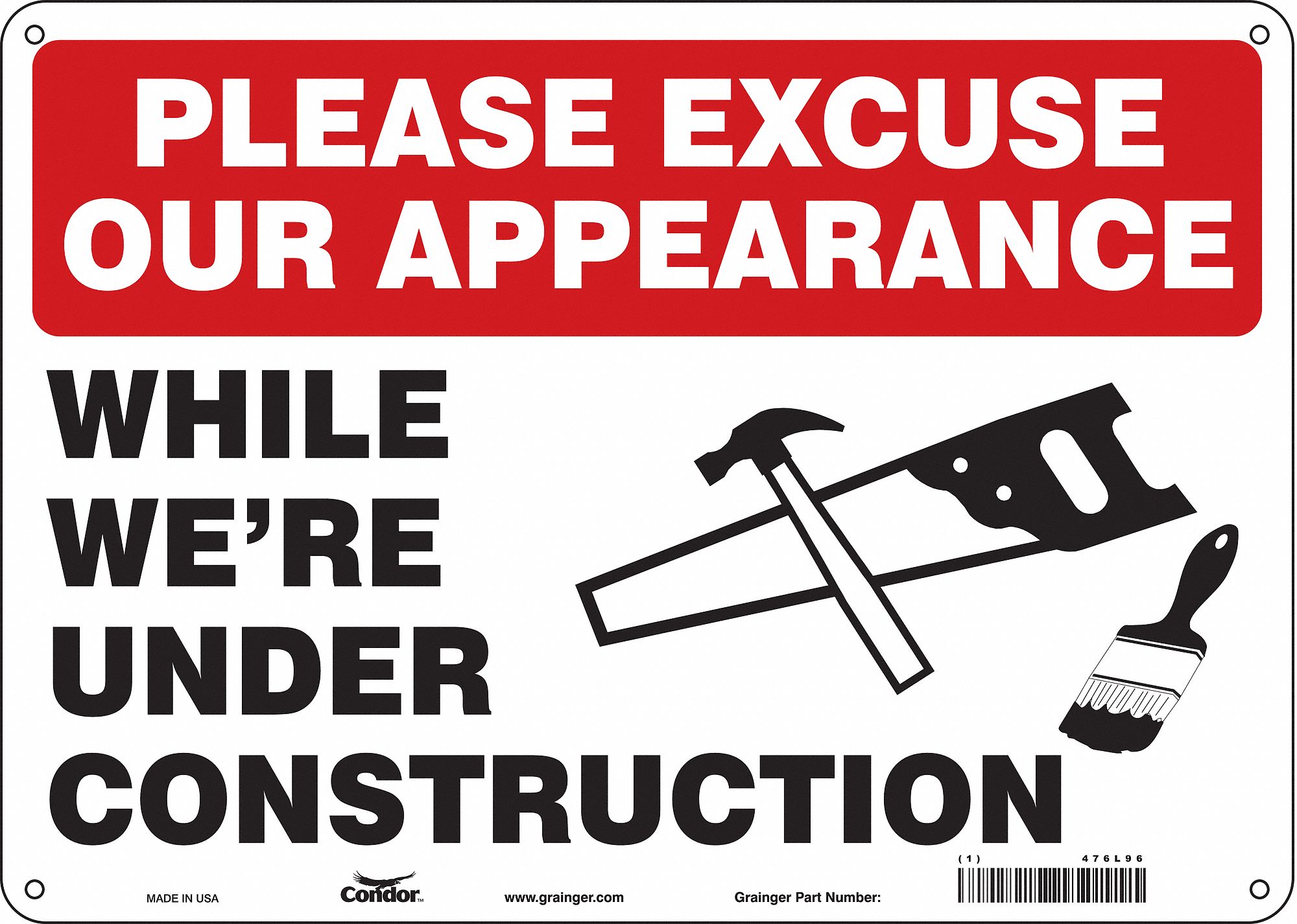 PANNEAU SECURITE,10PO X 14PO,POLYETHYLEN